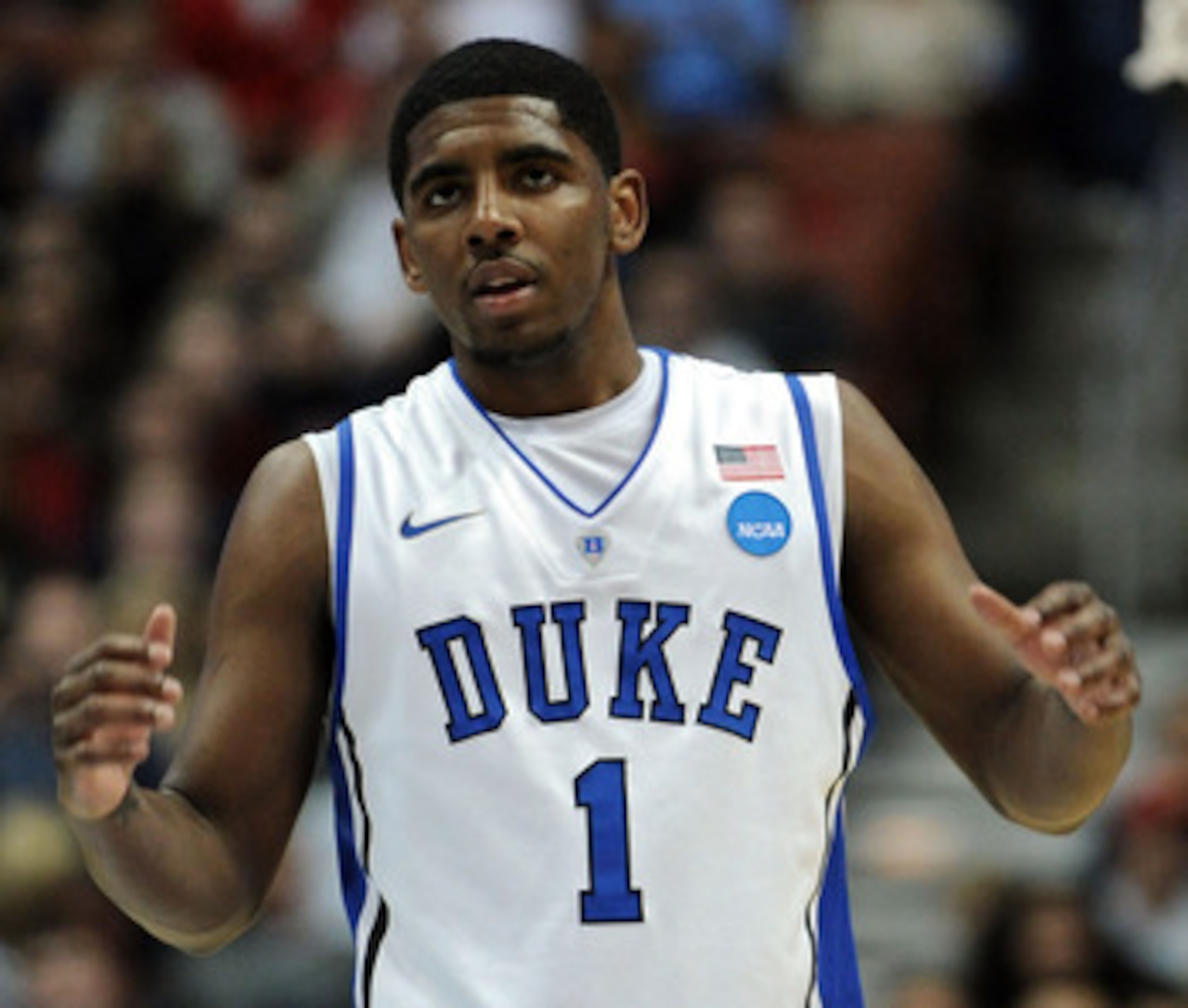 ANAHEIM, CA - MARCH 24:  Kyrie Irving #1 of the Duke Blue Devils looks on against the Arizona Wildcats during the west regional semifinal of the 2011 NCAA men's basketball tournament at the Honda Center on March 24, 2011 in Anaheim, California.  (Photo by