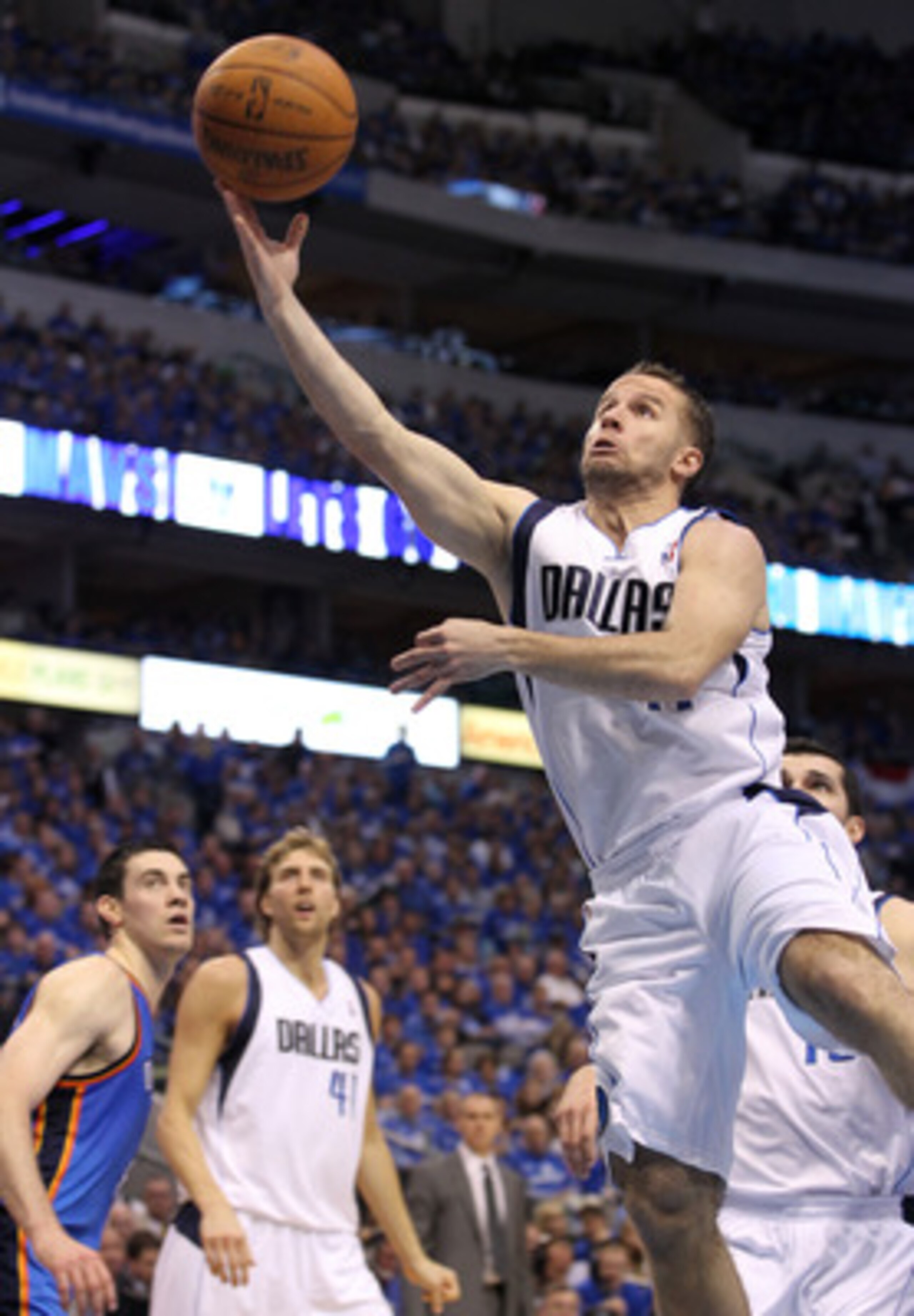 DALLAS, TX - MAY 17:  Jose Juan Barea #11 of the Dallas Mavericks shoots the ball in the lane while taking on the Oklahoma City Thunder in Game One of the Western Conference Finals during the 2011 NBA Playoffs at American Airlines Center on May 17, 2011 i
