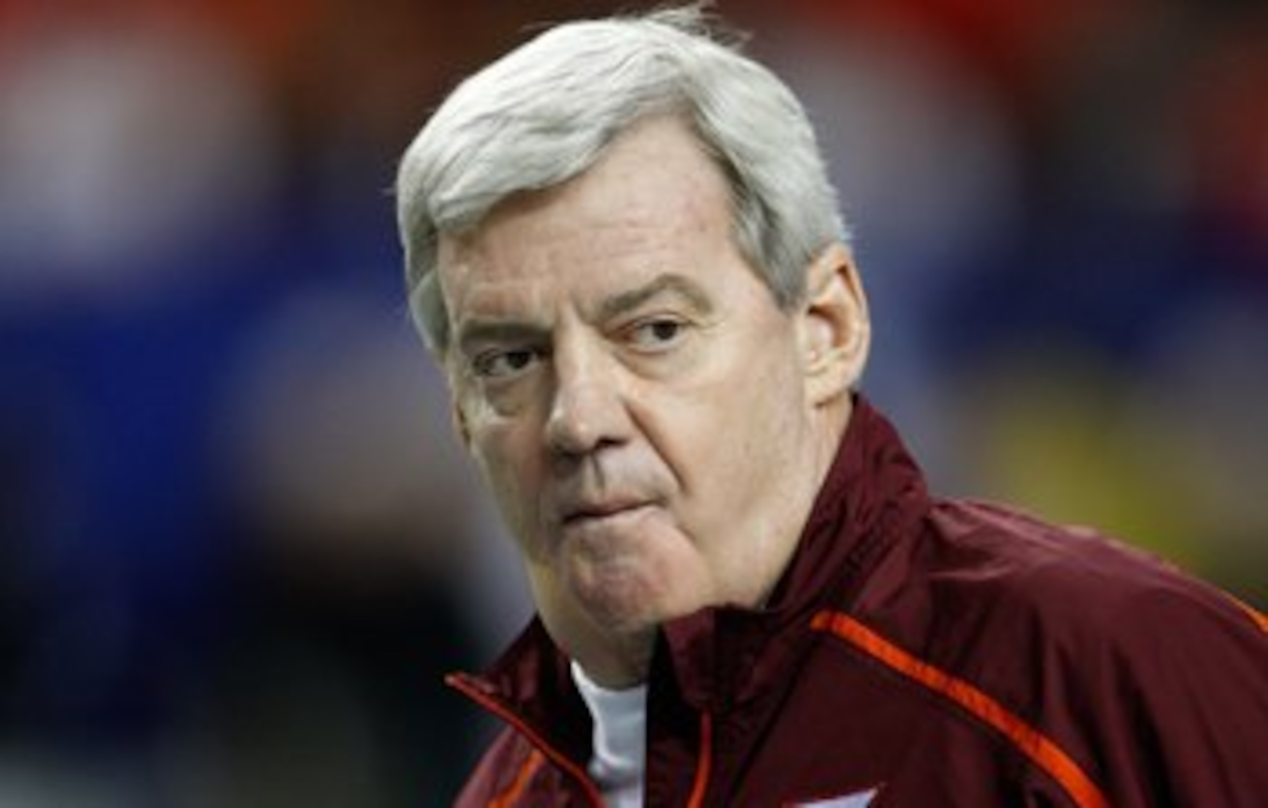 ATLANTA - DECEMBER 31:  Virginia Tech Hokies head coach Frank Beamer watches warmups on the field before the Chick-Fil-A Bowl against the Tennessee Volunteers at the Georgia Dome on December 31, 2009 in Atlanta, Georgia.  Virginia Tech beat Tennessee 37-1