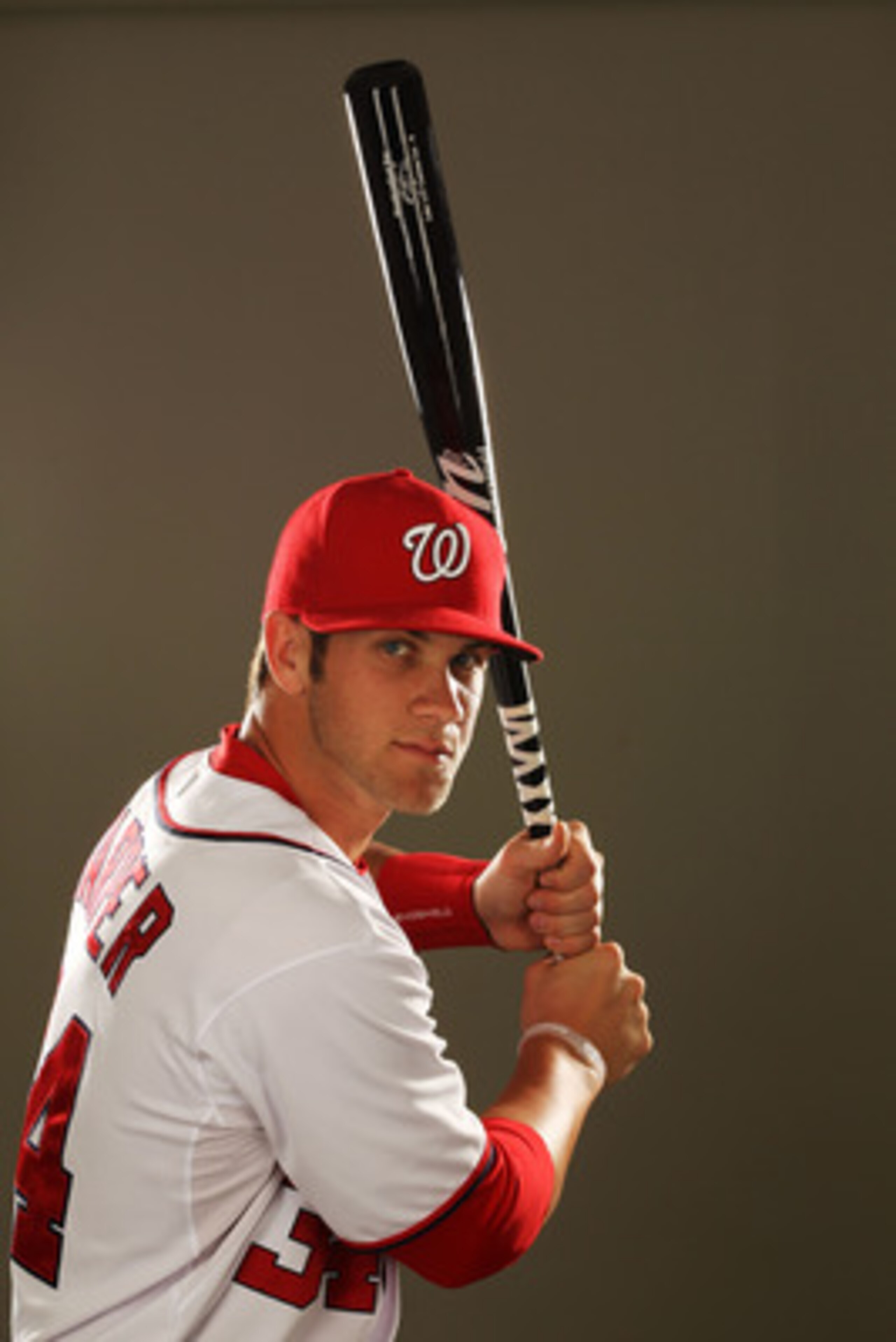 VIERA, FL - FEBRUARY 25:  Bryce Harper #34 of the Washington Nationals poses for a portrait during Spring Training Photo Day at Space Coast Stadium on February 25, 2011 in Viera, Florida.  (Photo by Al Bello/Getty Images)