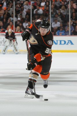 ANAHEIM, CA - APRIL 15:  Toni Lydman #32 of the Anaheim Ducks shoots the puck against the Nashville Predators in Game Two of the Western Conference Quarterfinals during the 2011 NHL Stanley Cup Playoffs at Honda Center on April 15, 2011 in Anaheim, Califo