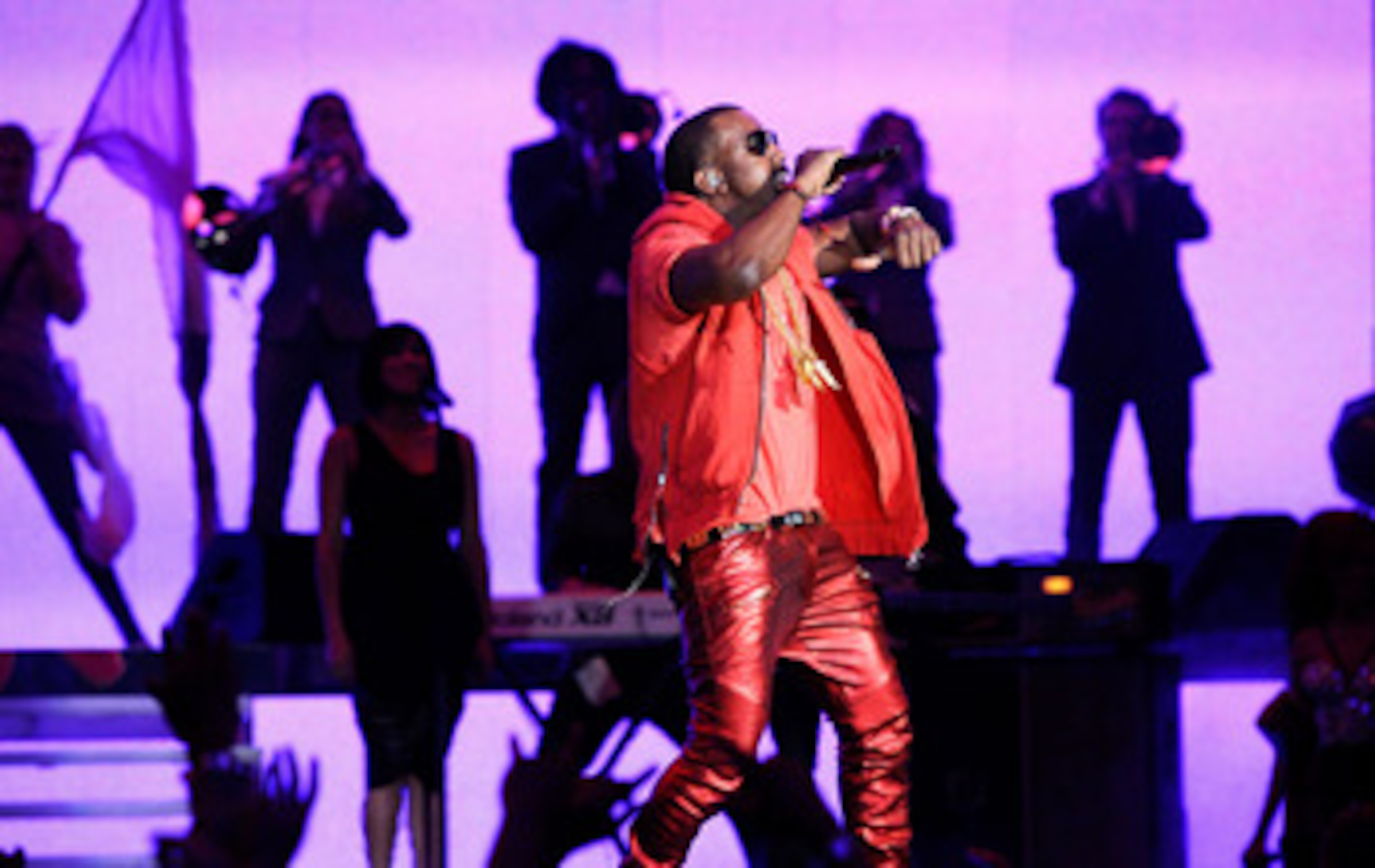 LOS ANGELES, CA - FEBRUARY 20: Rapper Kanye West performs during the 2011 NBA All-Star game halftime show at Staples Center on February 20, 2011 in Los Angeles, California. NOTE TO USER: User expressly acknowledges and agrees that, by downloading and or LOS ANGELES, CA - FEBRUARY 20: Rapper Kanye West performs during the 2011 NBA All-Star game halftime show at Staples Center on February 20, 2011 in Los Angeles, California. NOTE TO USER: User expressly acknowledges and agrees that, by downloading and or