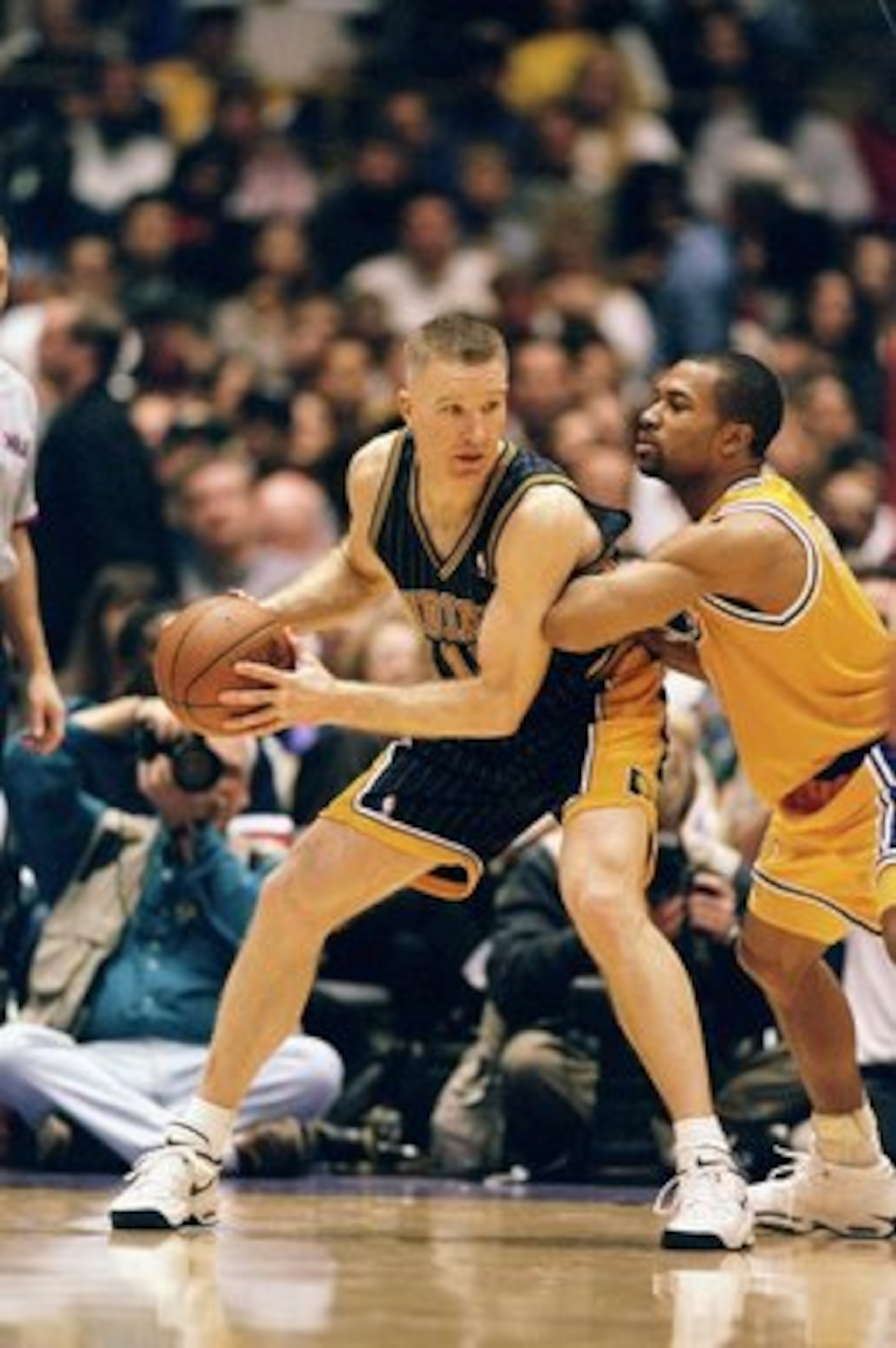 14 Feb 1999: Chris Mullin #17 of the Indiana Pacers controls the ball as Derek Fisher #2 of the Los Angeles Lakers tries to block at the Great Western Forum in Inglewood, California. The Pacers defeated the Lakers 101- 99. Mandatory Credit: Donald Mirall 14 Feb 1999: Chris Mullin #17 of the Indiana Pacers controls the ball as Derek Fisher #2 of the Los Angeles Lakers tries to block at the Great Western Forum in Inglewood, California. The Pacers defeated the Lakers 101- 99. Mandatory Credit: Donald Mirall