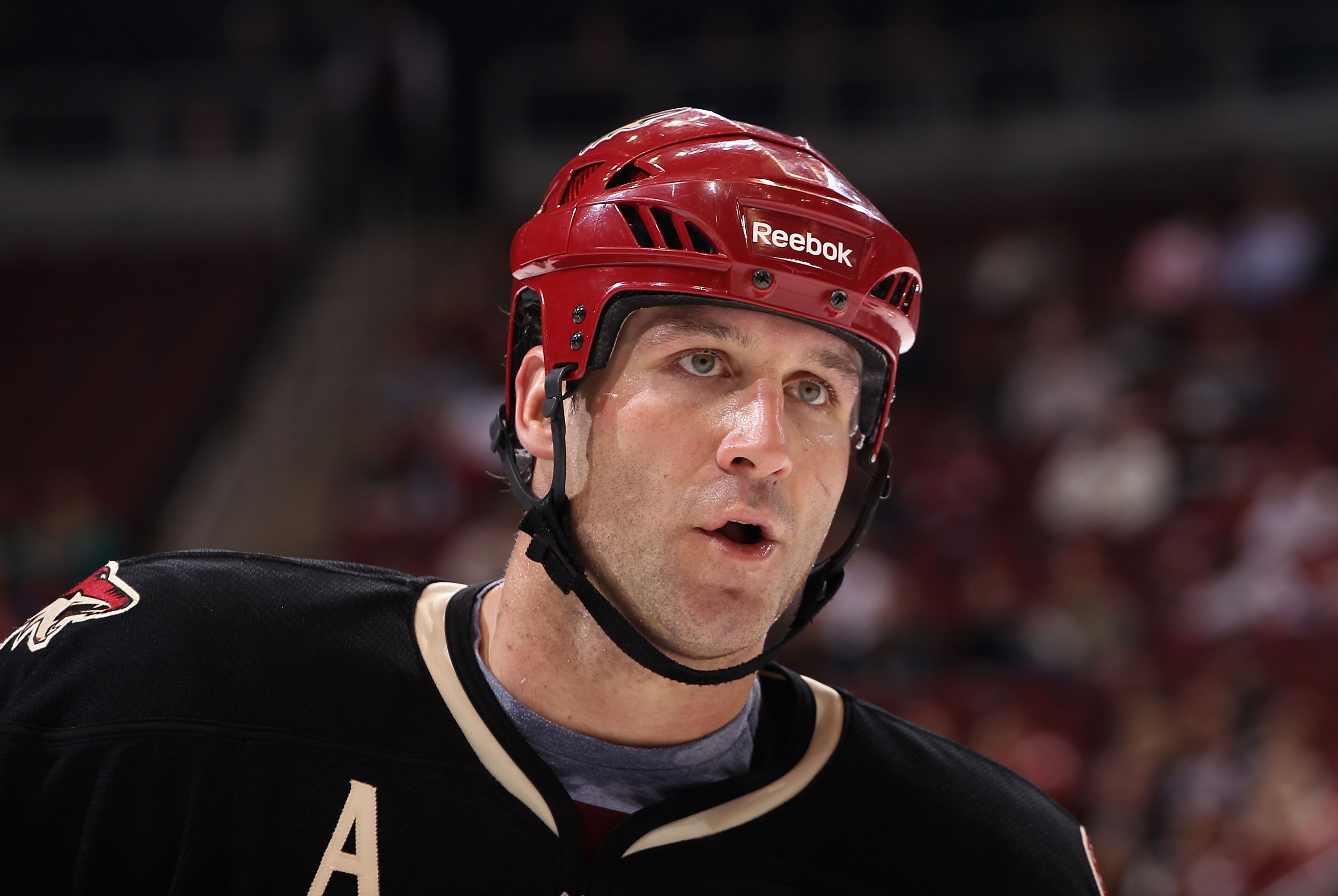 GLENDALE, AZ - JANUARY 25:   Ed Jovanovski #55 of the Phoenix Coyotes skates to the bench during the NHL game against the Edmonton Oilers at Jobing.com Arena on January 25, 2011 in Glendale, Arizona.  The Oilers defeated the Coyotes 4-3.  (Photo by Christ
