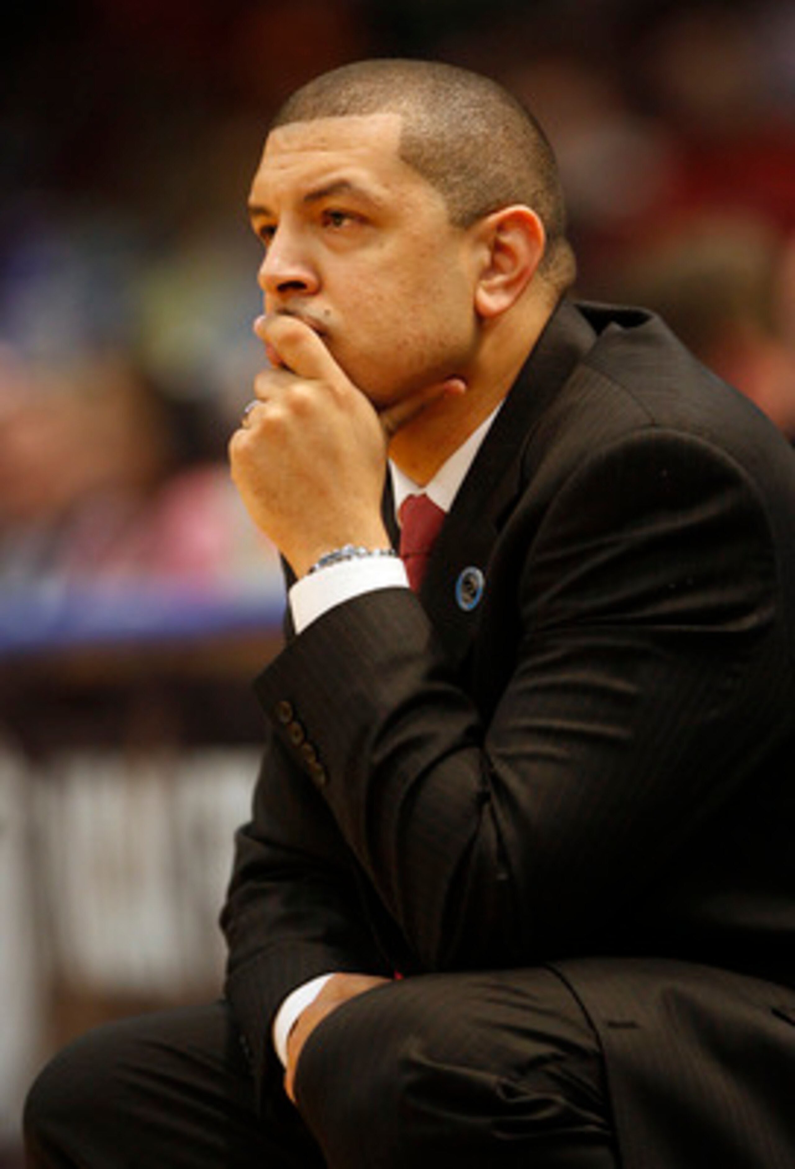 BIRMINGHAM, AL - MARCH 23:  Head Coach Jeff Capel of the Oklahoma Sooners watches his team as they play the Louisville Cardinals during the second round of the East Regional as part of the 2008 NCAA Men's Basketball Tournament at the Birmingham-Jefferson
