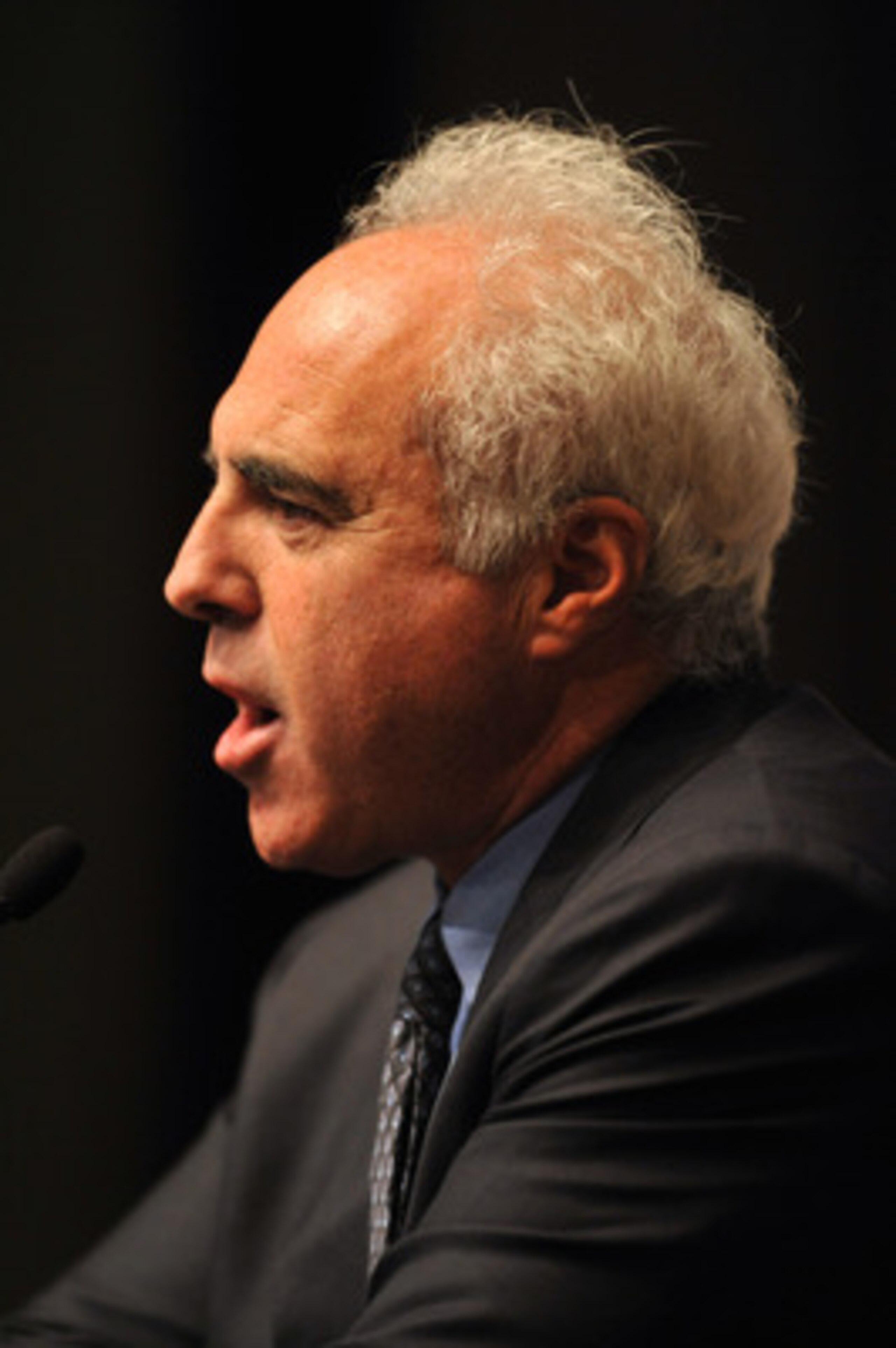 PHILADELPHIA - AUGUST 14: Owner Jeff Lurie of the Philadelphia Eagles speaks at a press conference introducing Michael Vick at the NovaCare Complex on August 14, 2009 in Philadelphia, Pennsylvania. Vick signed a one-year contract, with a second year optio