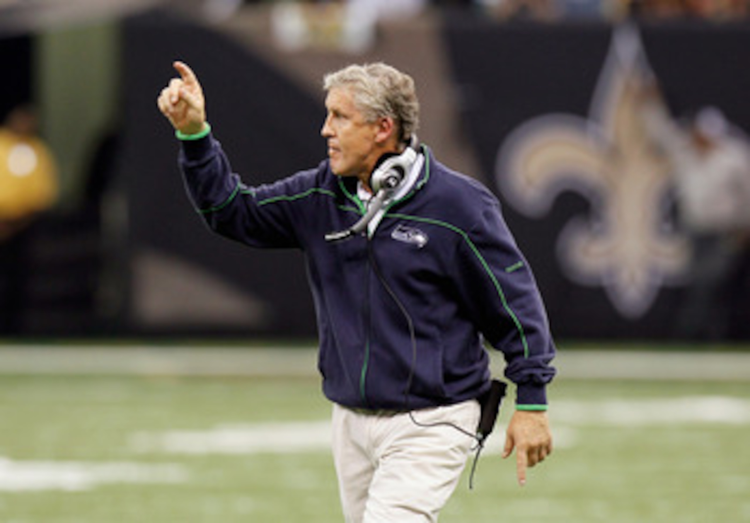 NEW ORLEANS - NOVEMBER 21:  Head coach Pete Carroll of the Seattle Seahawks against the New Orleans Saints at Louisiana Superdome on November 21, 2010 in New Orleans, Louisiana.  (Photo by Kevin C. Cox/Getty Images)
