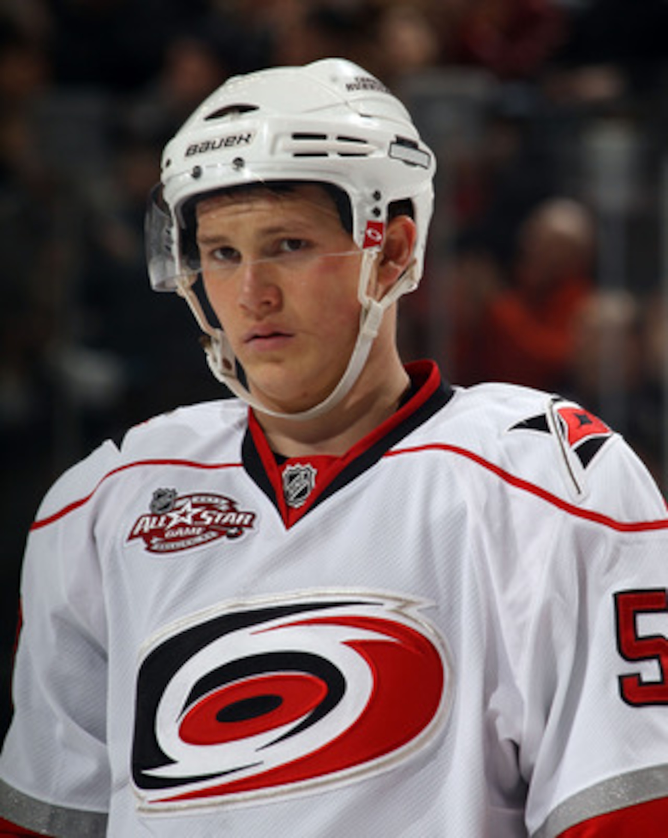 NEWARK, NJ - FEBRUARY 16:  Jeff Skinner #53 of the Carolina Hurricanes skates against the New Jersey Devils at the Prudential Center on February 16, 2011 in Newark, New Jersey.  (Photo by Bruce Bennett/Getty Images)