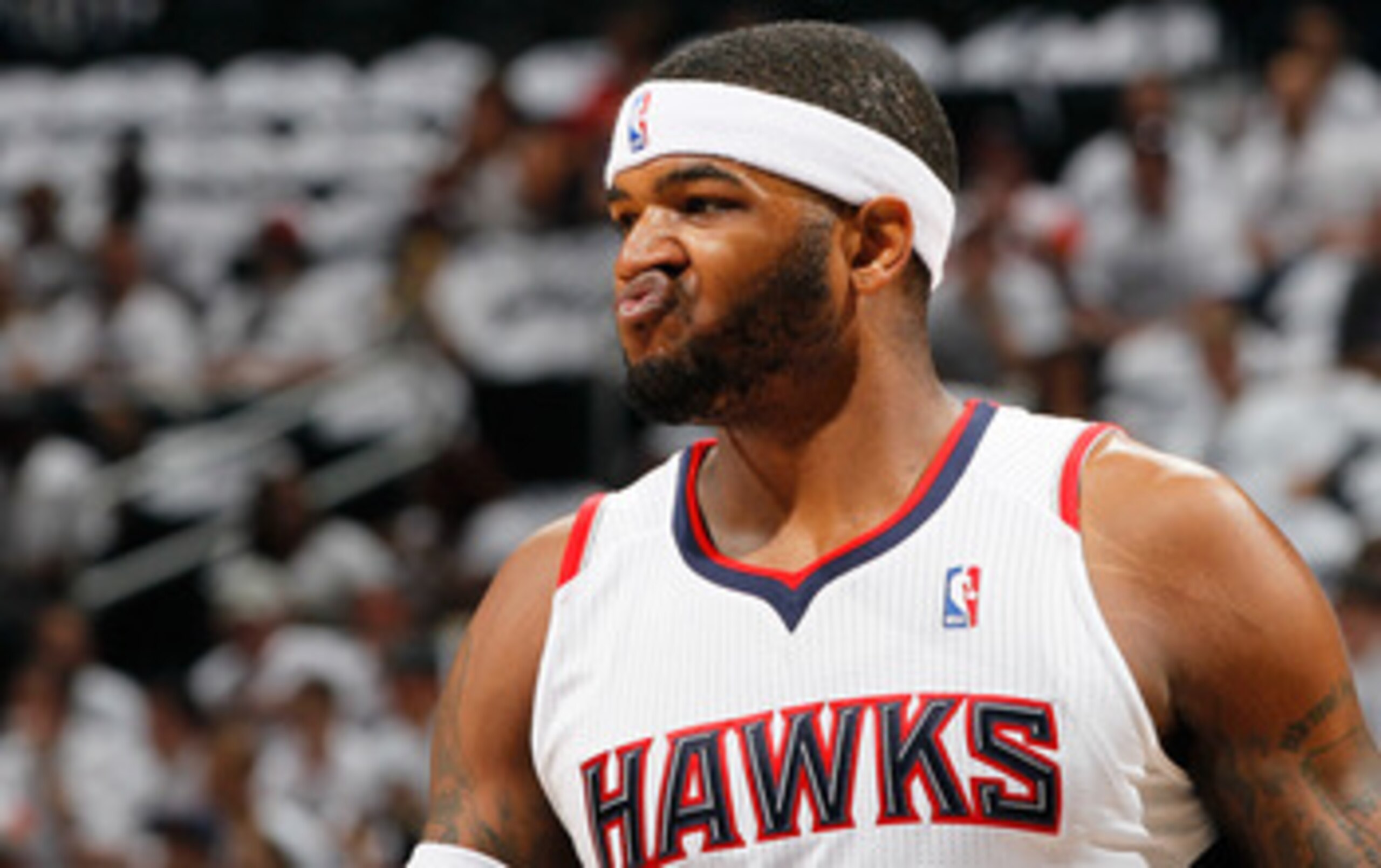 ATLANTA, GA - MAY 12:  Josh Smith #5 of the Atlanta Hawks defends against the Chicago Bulls in Game Six of the Eastern Conference Semifinals in the 2011 NBA Playoffs at Phillips Arena on May 12, 2011 in Atlanta, Georgia.  NOTE TO USER: User expressly ackn