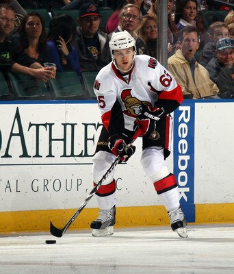 SUNRISE, FL - MARCH 10:  Erik Karlsson #65 of the Ottawa Senators skates against the Florida Panthers at the BankAtlantic Center on March 10, 2011 in Sunrise, Florida.  (Photo by Bruce Bennett/Getty Images)