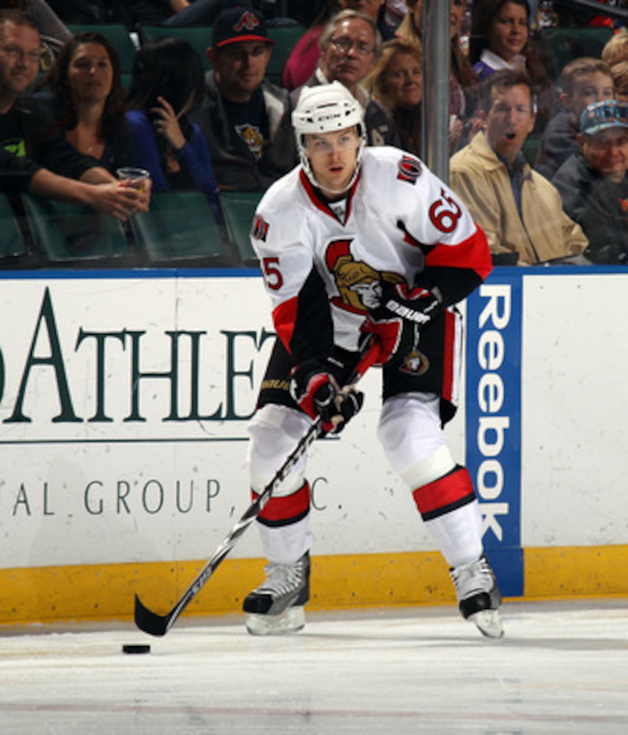 SUNRISE, FL - MARCH 10:  Erik Karlsson #65 of the Ottawa Senators skates against the Florida Panthers at the BankAtlantic Center on March 10, 2011 in Sunrise, Florida.  (Photo by Bruce Bennett/Getty Images)