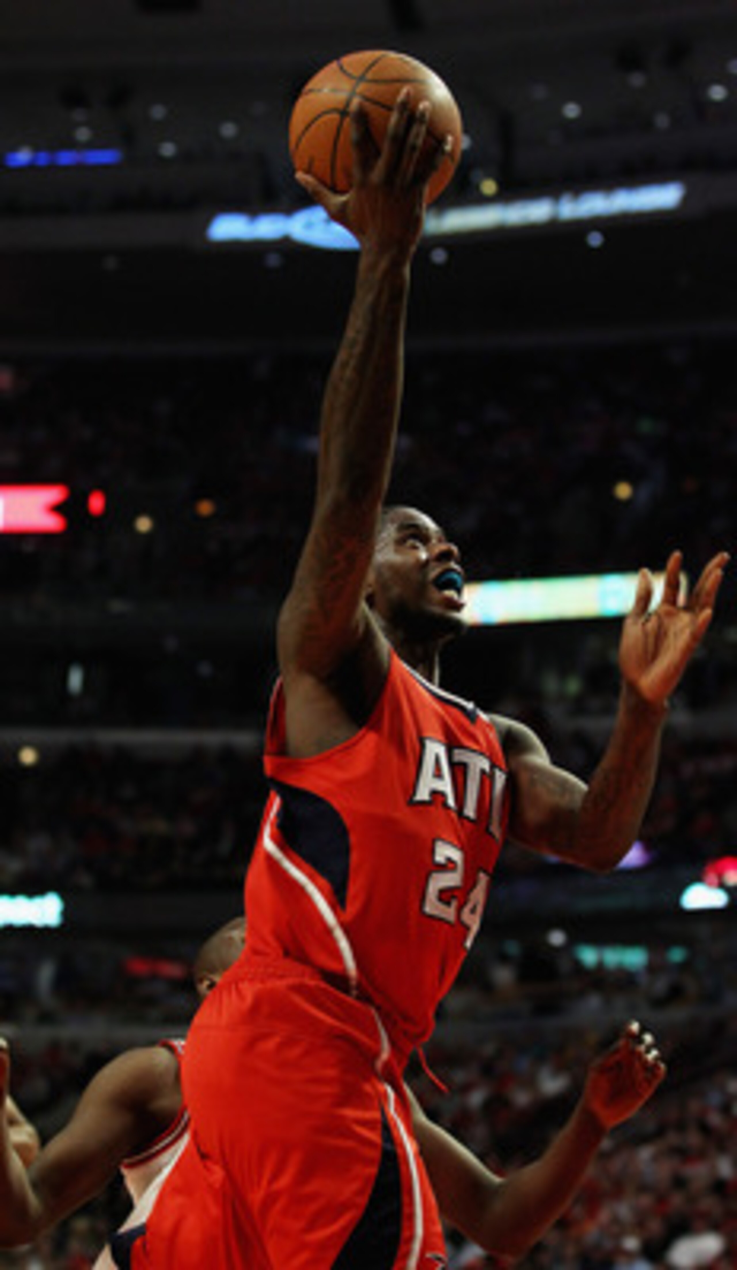 CHICAGO, IL - MAY 04: Marvin Williams #24 of the Atlanta Hawks puts up a shot against the Chicago Bulls in Game Two of the Eastern Conference Semifinals in the 2011 NBA Playoffs at the United Center on May 4, 2011 in Chicago, Illinois. The Bulls defeated