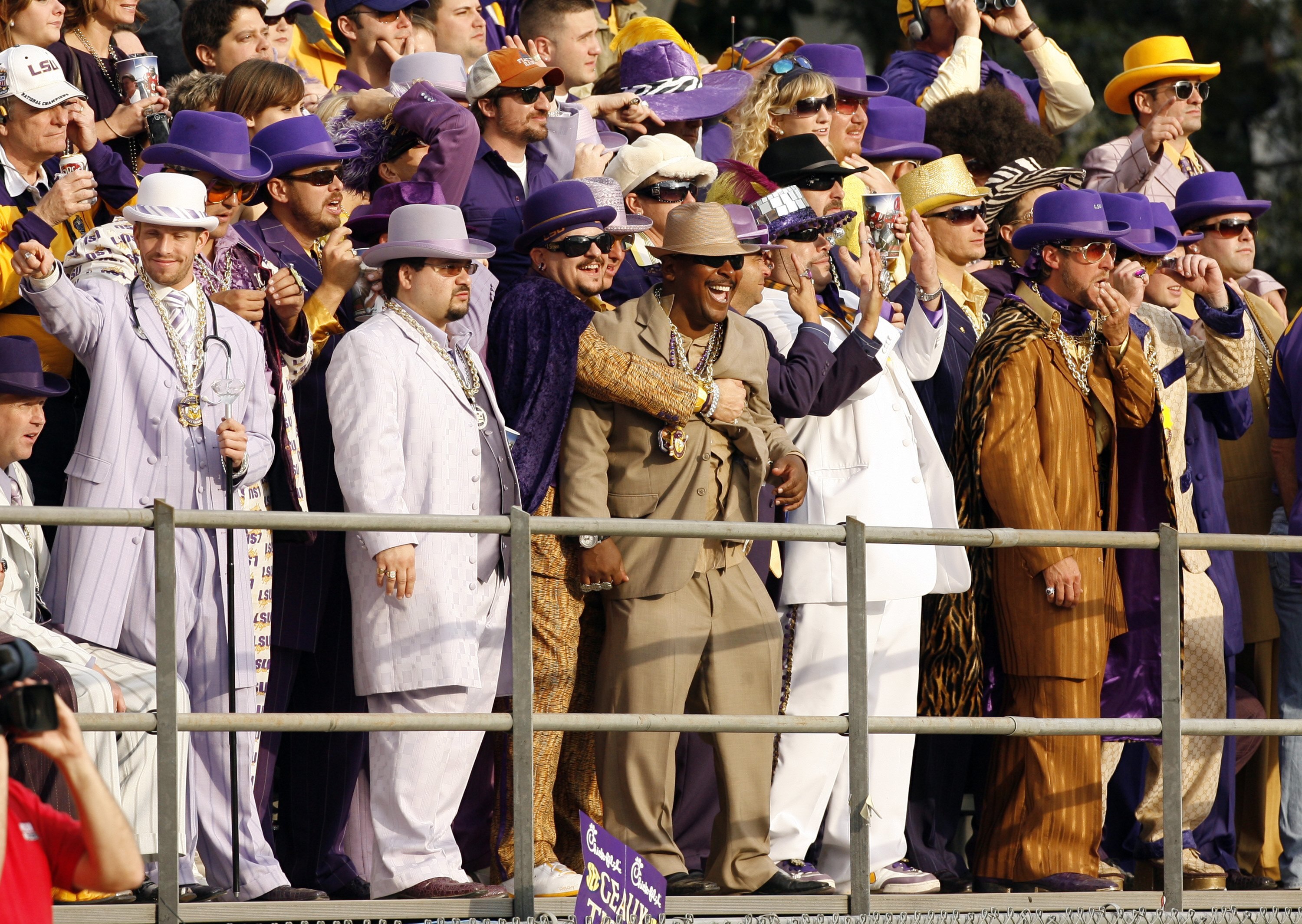 OXFORD, MS - NOVEMBER 17: Fans of the LSU Tigers, known as 'Tigers pimp nation' cheer during a game against the Mississippi Rebels on November 17, 2007 at Vaught-Hemingway Stadium/Hollingsworth Field in Oxford, Mississippi. LSU beat Mississippi 41-24. (Ph
