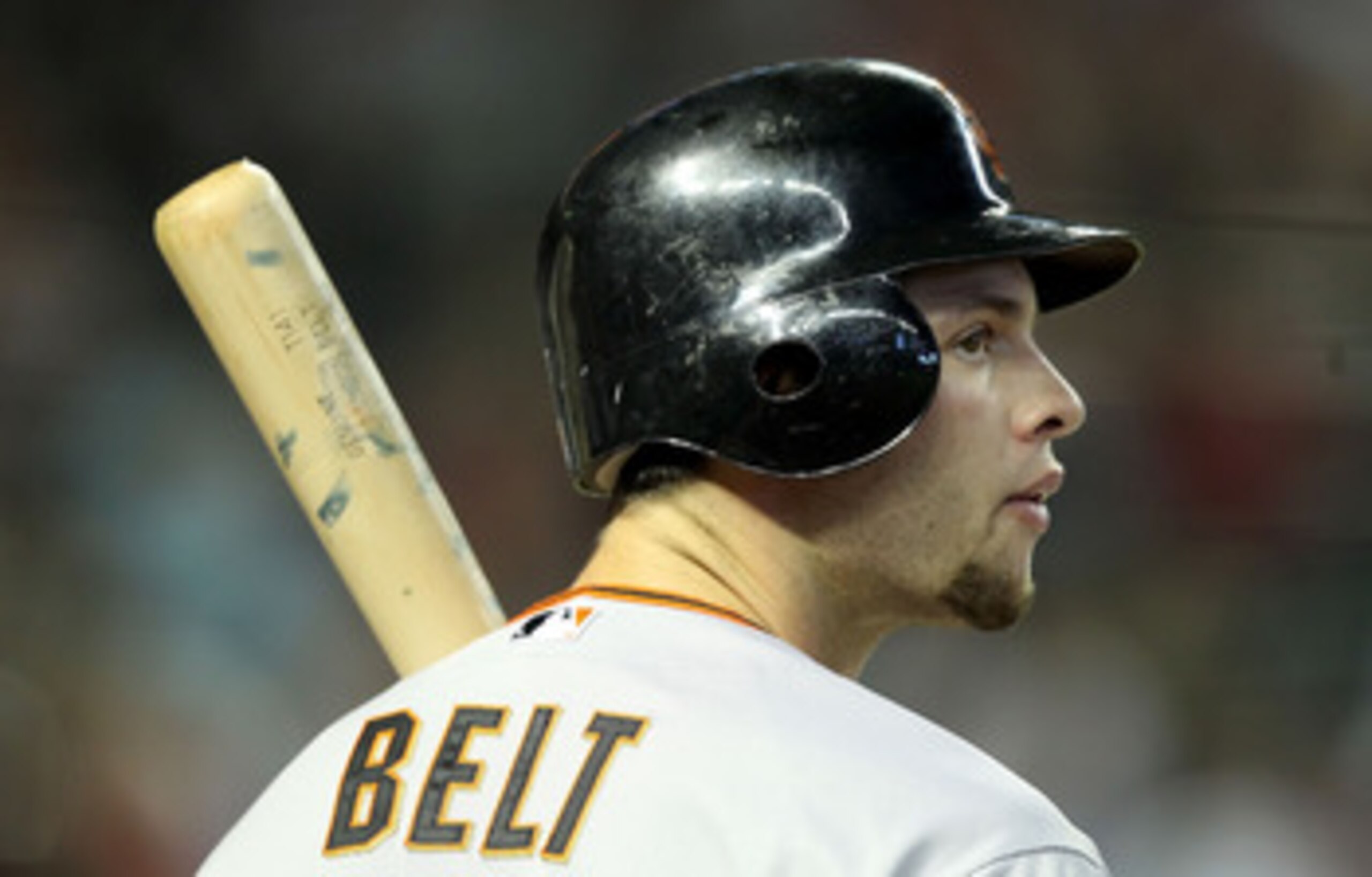 PHOENIX, AZ - APRIL 17:  Brandon Belt #9 of the San Francisco Giants at bat during the Major League Baseball game against the Arizona Diamondbacks at Chase Field on April 17, 2011 in Phoenix, Arizona. The Diamondbacks defeated the Giants 6-5 in the twelft