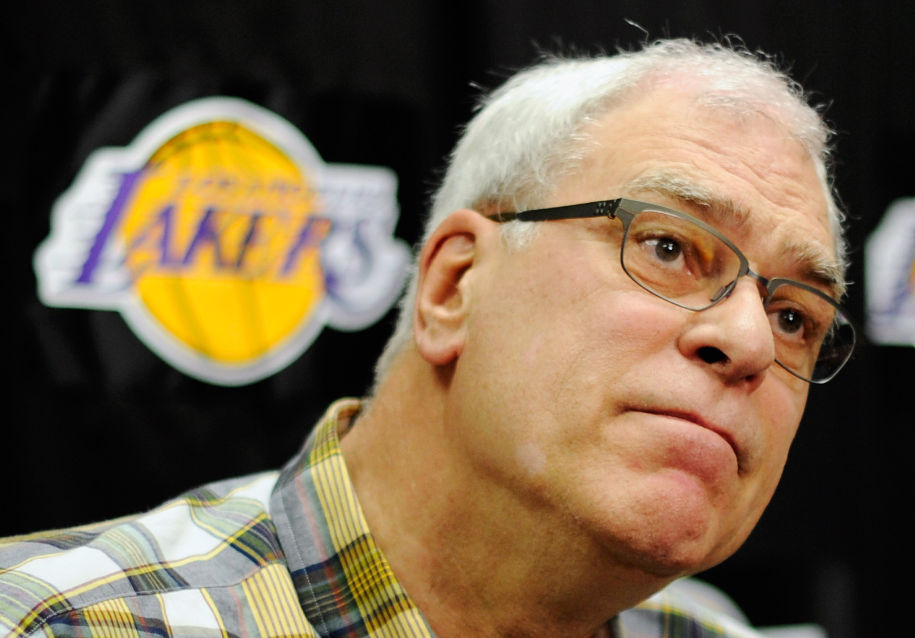 EL SEGUNDO, CA - MAY 11:  Phil Jackson, coach of the Los Angeles Lakers, speaks during his last official Lakers news conference at the team's training facility on May 11, 2011 in El Segundo, California. The Lakers were swept out of their best of seven ser