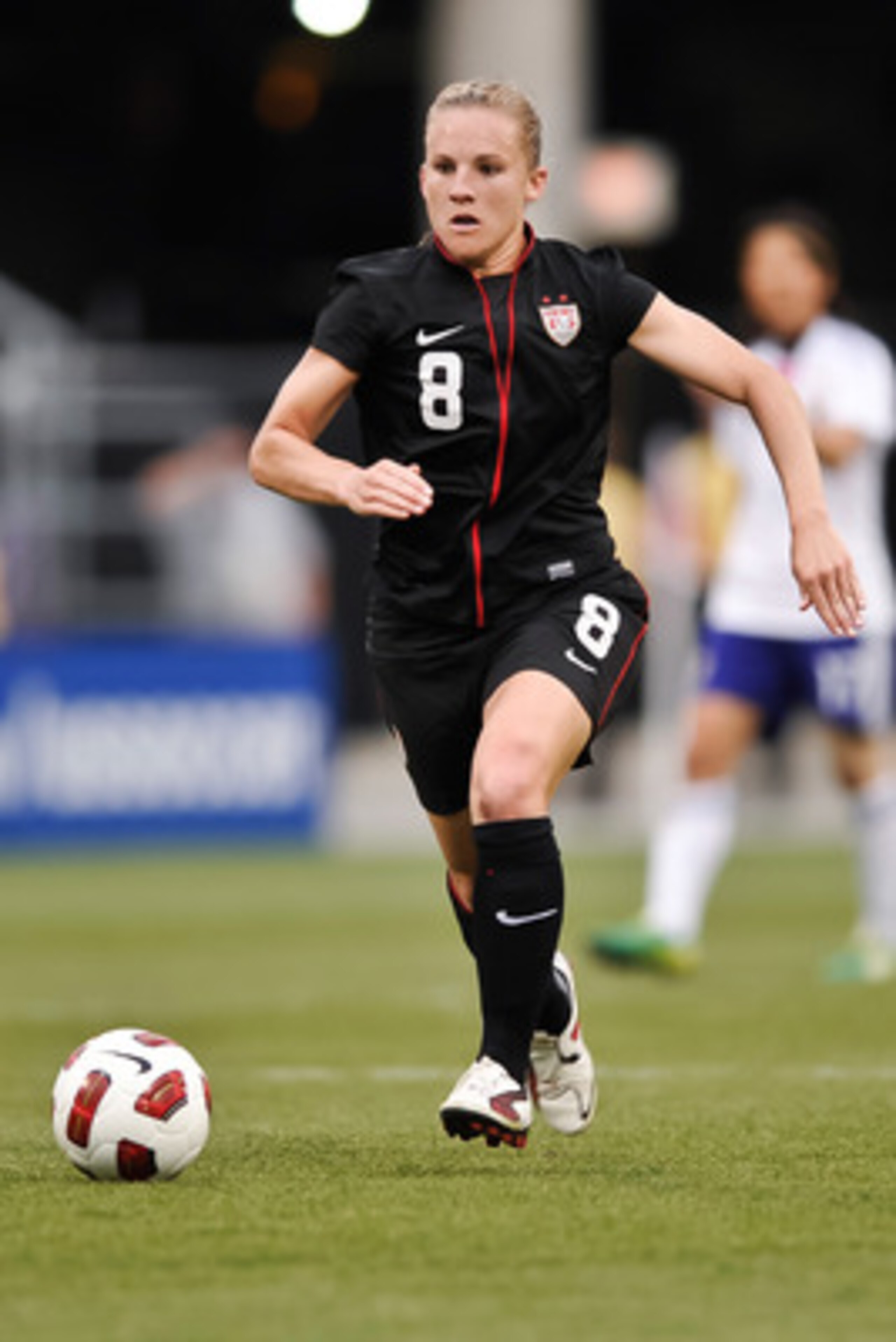 COLUMBUS, OH - MAY 14:  Amy Rodriguez #8 of the United States controls the ball against Japan on May 14, 2011 at Crew Stadium in Columbus, Ohio.  (Photo by Jamie Sabau/Getty Images)