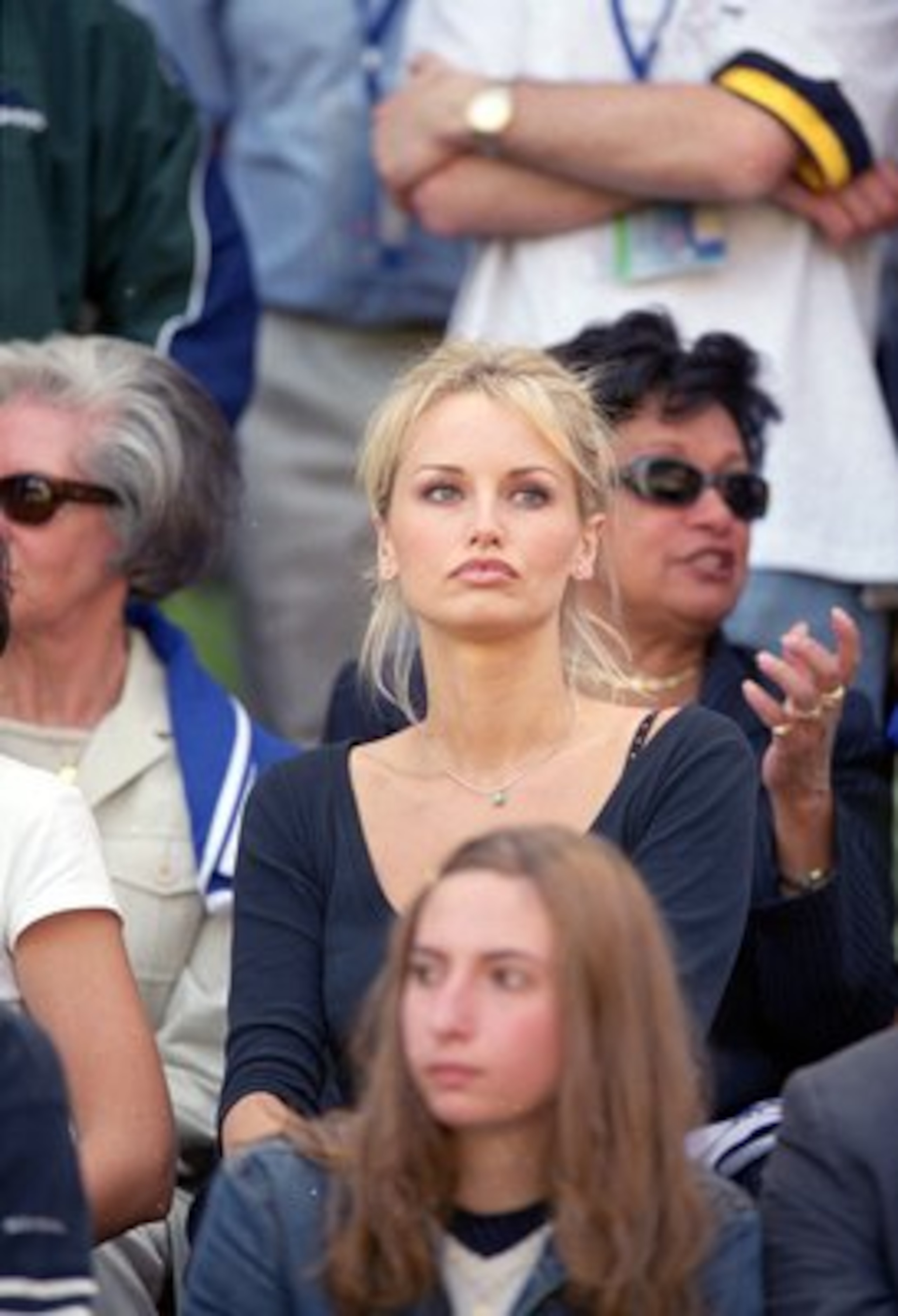16 Jun 2000:  Adriana Karembeu (Wife of French star Christian Karembeu) during the European Championship Group Stage match between France and the Czech Republic at the Jan Breydel Stadium, Brugge, Belgium. France won 2-1. \ Mandatory Credit: Graham Chadwi