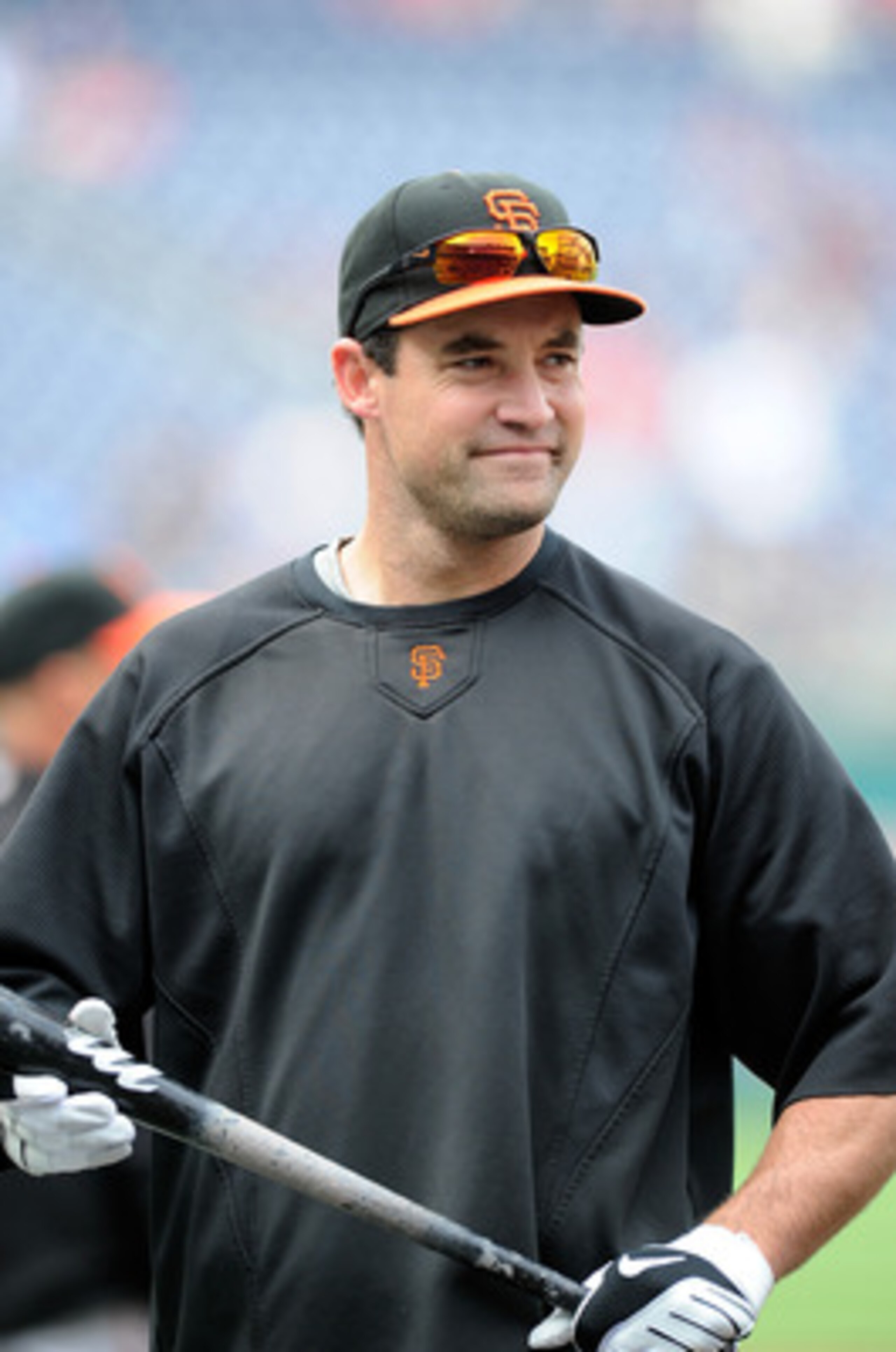WASHINGTON, DC - MAY 02:  Pat Burrell #5 of the San Francisco Giants warms up before the game against the Washington Nationals at Nationals Park on May 2, 2011 in Washington, DC.  (Photo by Greg Fiume/Getty Images)
