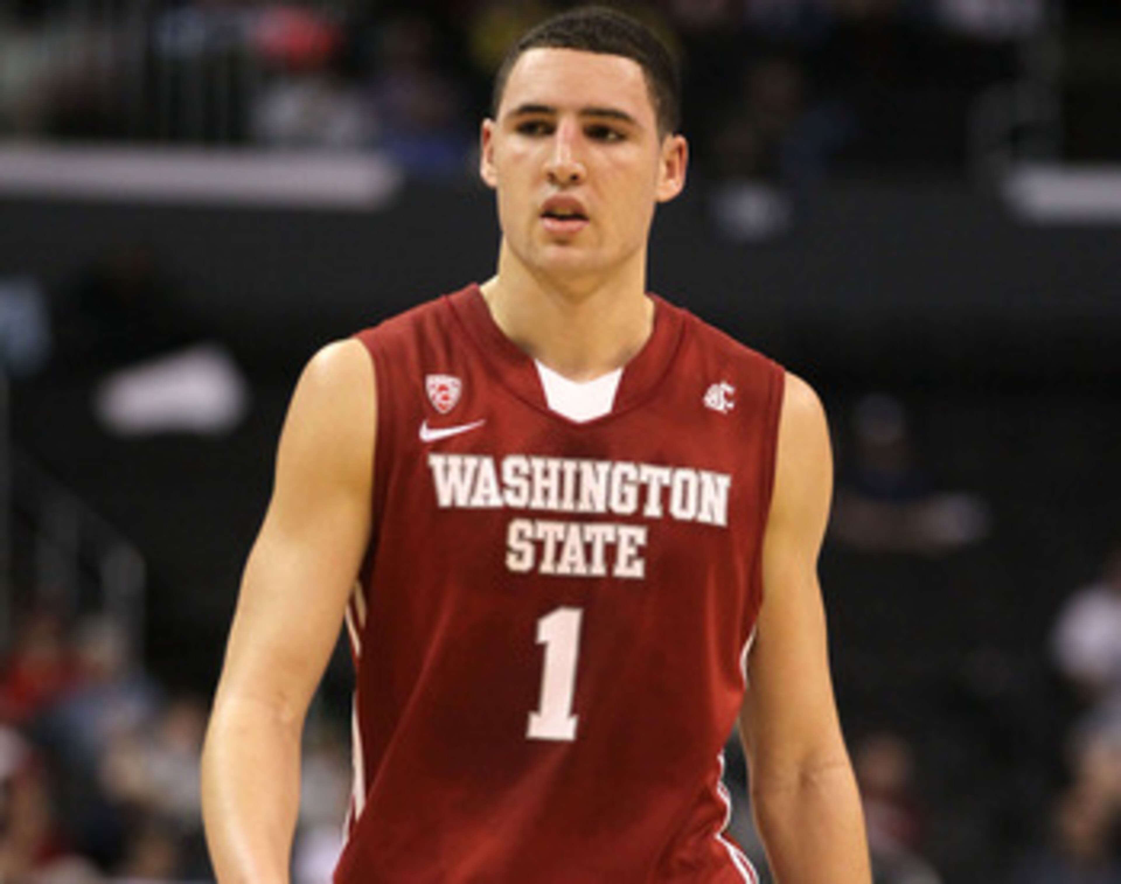 LOS ANGELES, CA - MARCH 10:  Klay Thompson #1 of the Washington State Cougars looks on in the second half against the Washington Huskies in the quarterfinals of the 2011 Pacific Life Pac-10 Men's Basketball Tournament at Staples Center on March 10, 2011 i