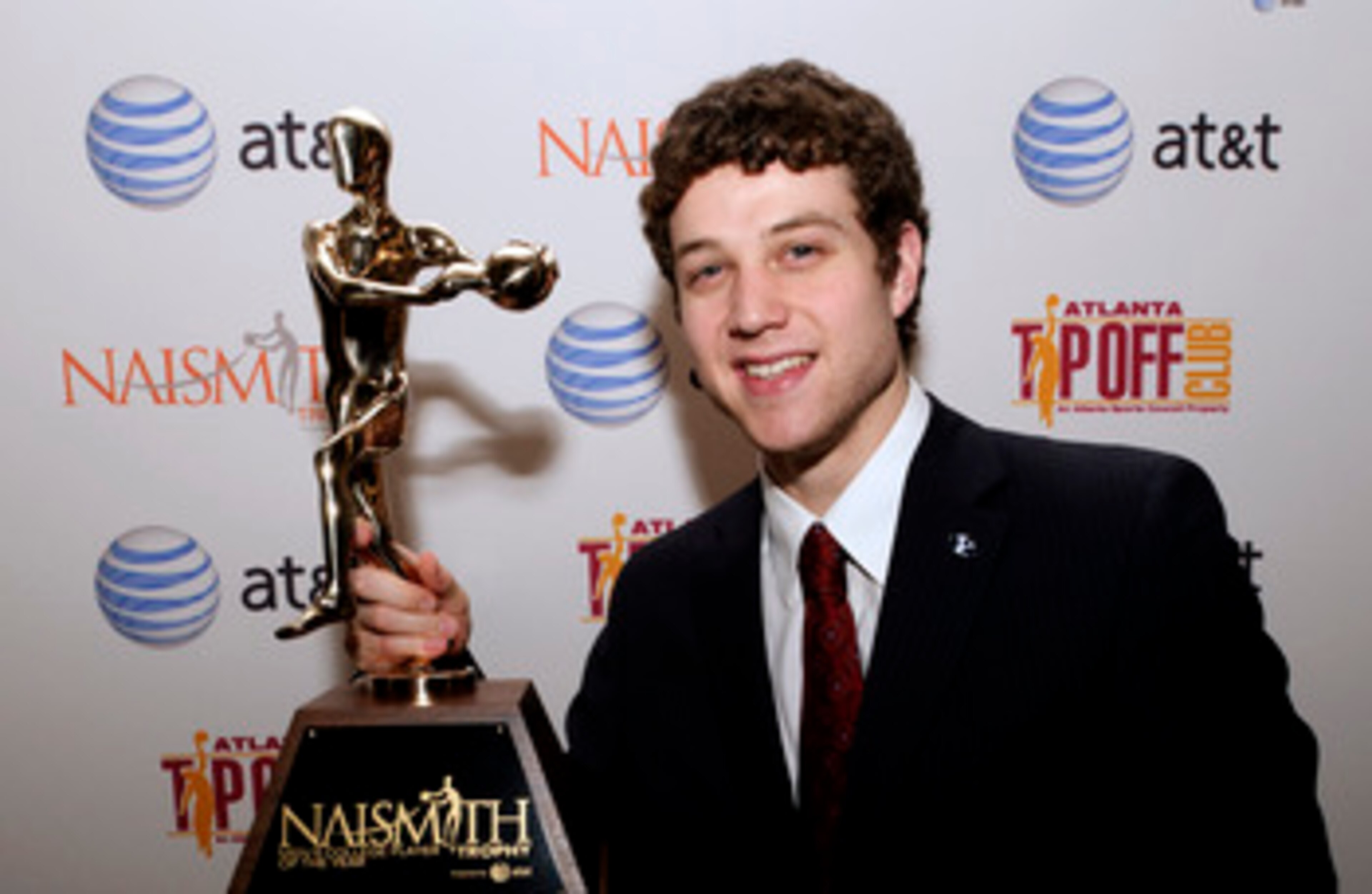 HOUSTON - APRIL 03:  Jimmer Fredette of BYU received the 2011 Naismith Trophy Presented by AT&T at the NABC Guardians of the Game Awards Program on April 3, 2011 in Houston, Texas.  (Photo by Bob Levey/Getty Images)