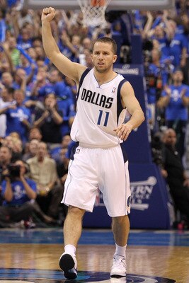 DALLAS, TX - MAY 17:  Jose Juan Barea #11 of the Dallas Mavericks reacts in the fourth quarter while taking on the Oklahoma City Thunder in Game One of the Western Conference Finals during the 2011 NBA Playoffs at American Airlines Center on May 17, 2011 