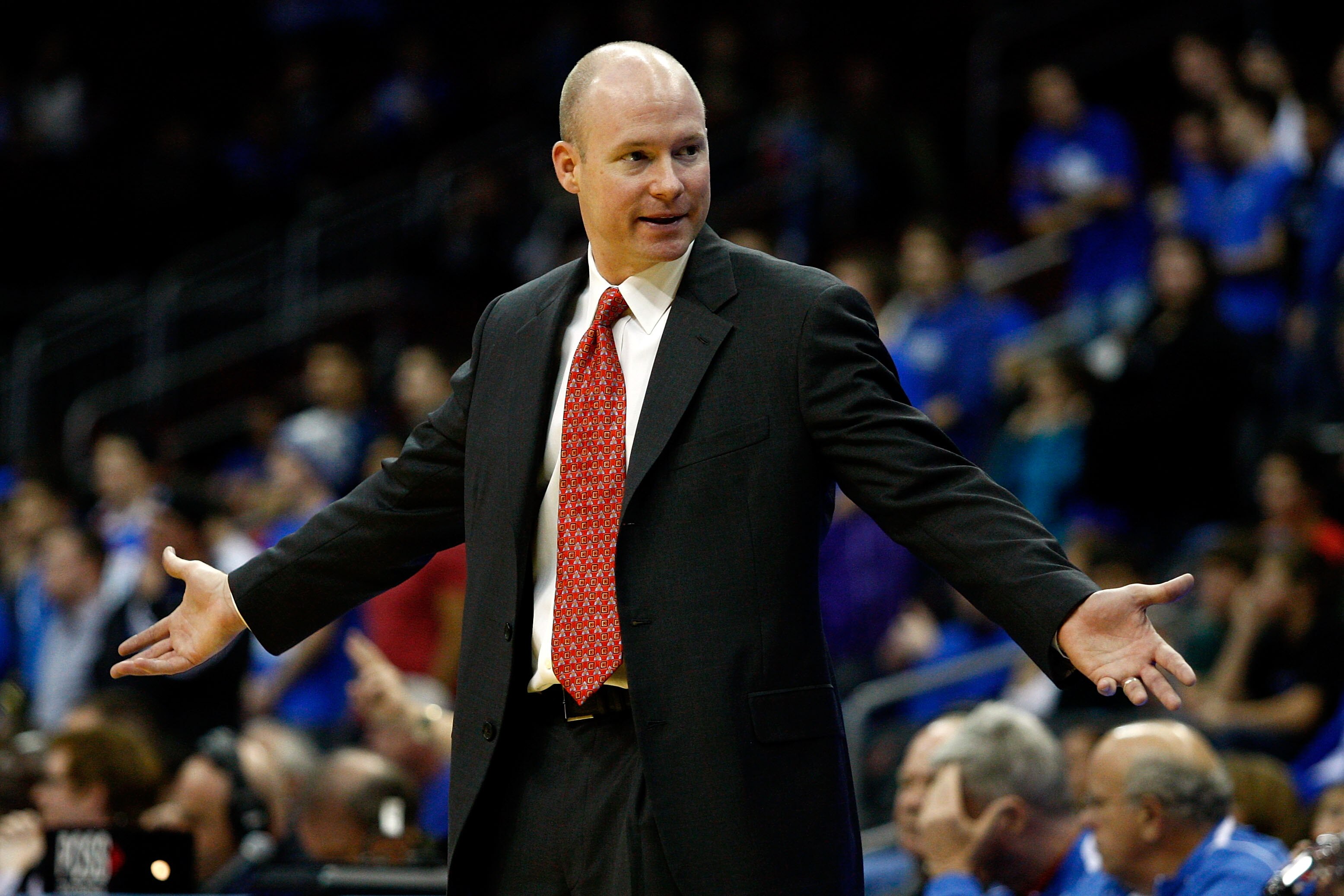 NEWARK, NJ - DECEMBER 22: Head coach Kevin Willard of the Seton Hall Pirates reacts as he coaches against the Dayton Flyers at Prudential Center on December 22, 2010 in Newark, New Jersey. Dayton won 69-65. (Photo by Chris Chambers/Getty Images) NEWARK, NJ - DECEMBER 22: Head coach Kevin Willard of the Seton Hall Pirates reacts as he coaches against the Dayton Flyers at Prudential Center on December 22, 2010 in Newark, New Jersey. Dayton won 69-65. (Photo by Chris Chambers/Getty Images)