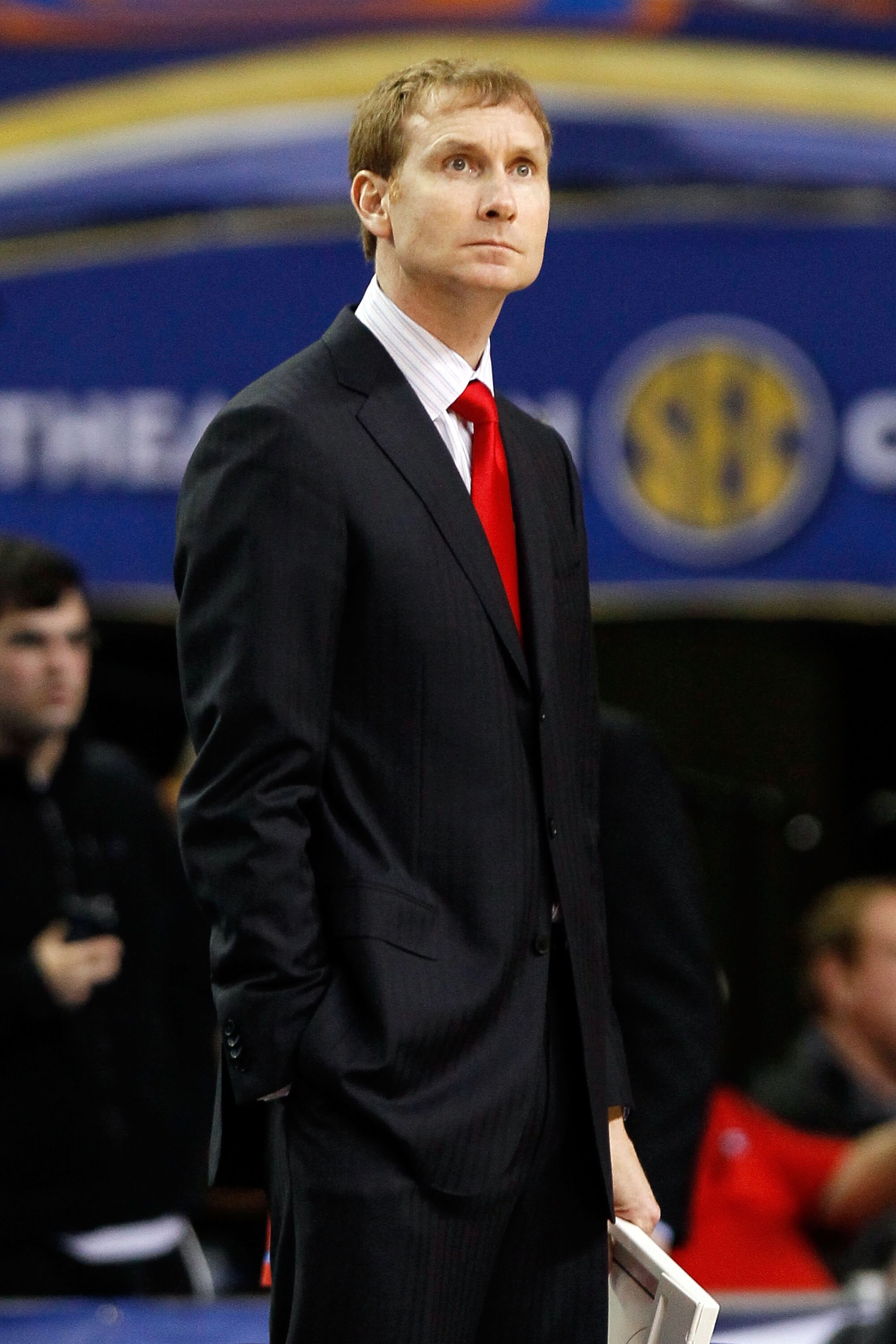 ATLANTA, GA - MARCH 10: Head coach John Pelphrey of the Arkansas Razorbacks during the first round of the SEC Men's Basketball Tournament at the Georgia Dome on March 10, 2011 in Atlanta, Georgia. (Photo by Kevin C. Cox/Getty Images) ATLANTA, GA - MARCH 10: Head coach John Pelphrey of the Arkansas Razorbacks during the first round of the SEC Men's Basketball Tournament at the Georgia Dome on March 10, 2011 in Atlanta, Georgia. (Photo by Kevin C. Cox/Getty Images)