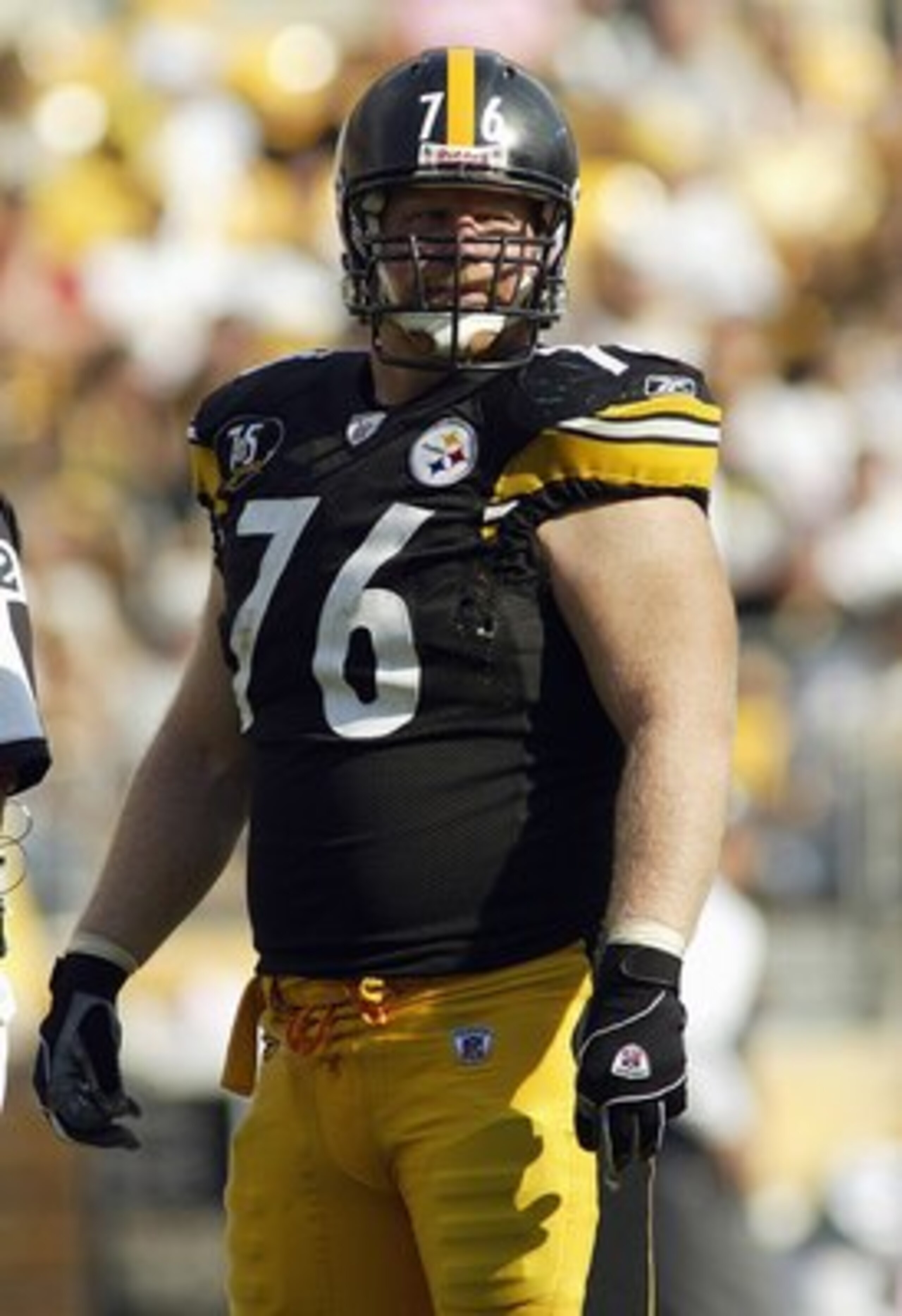 PITTSBURGH - OCTOBER 7: Chris Hoke #76 of the Pittsburgh Steelers looks on during the NFL game against the Seattle Seahawks at Heinz Field October 7, 2007 in Pittsburgh, Pennsylvania. The Steelers won 21-0. (Photo by Rick Stewart/Getty Images)
