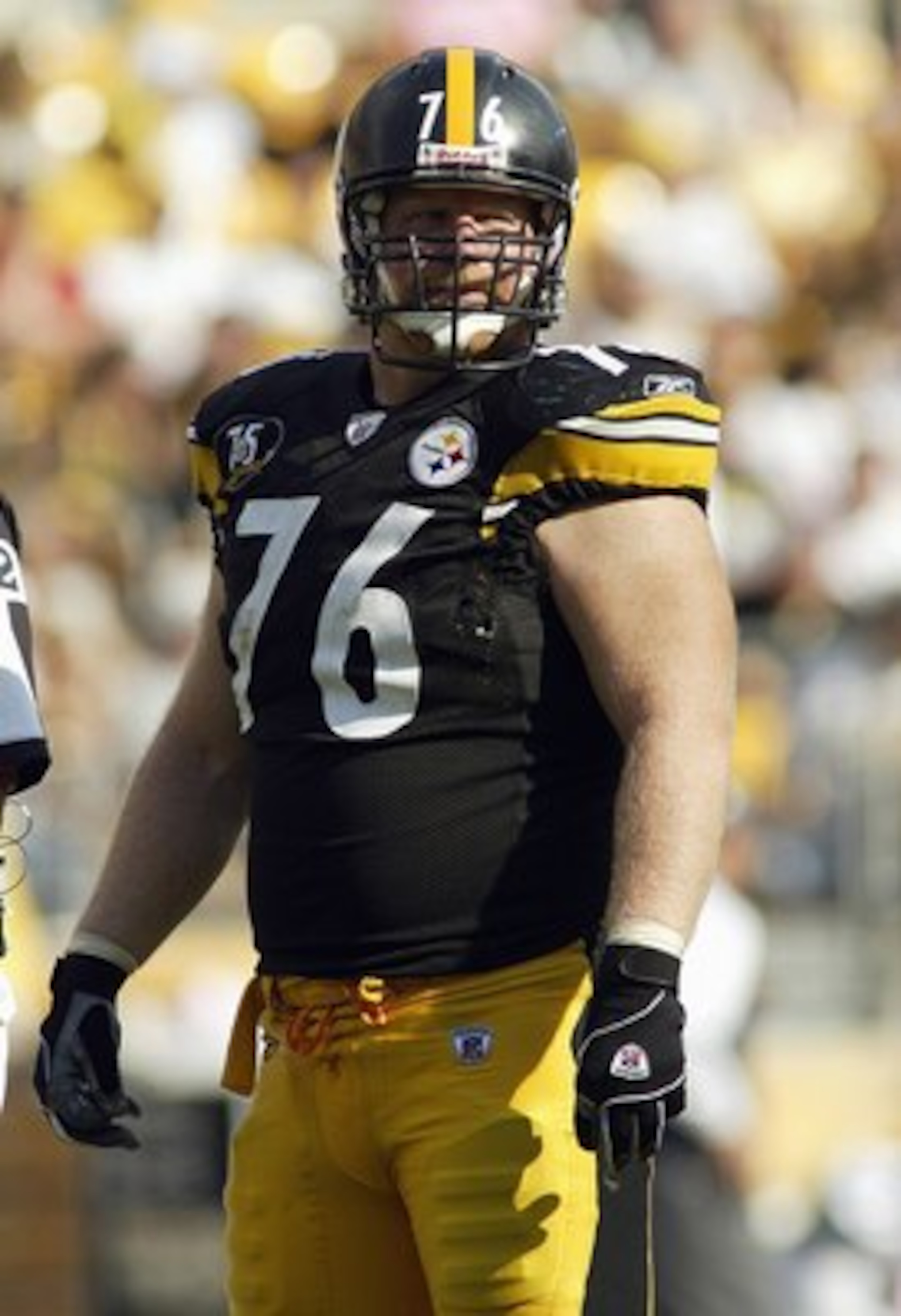 PITTSBURGH - OCTOBER 7: Chris Hoke #76 of the Pittsburgh Steelers looks on during the NFL game against the Seattle Seahawks at Heinz Field October 7, 2007 in Pittsburgh, Pennsylvania. The Steelers won 21-0. (Photo by Rick Stewart/Getty Images)