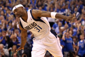 DALLAS, TX - MAY 17:  Jason Terry #31 of the Dallas Mavericks reacts while taking on the Oklahoma City Thunder in Game One of the Western Conference Finals during the 2011 NBA Playoffs at American Airlines Center on May 17, 2011 in Dallas, Texas. NOTE TO 