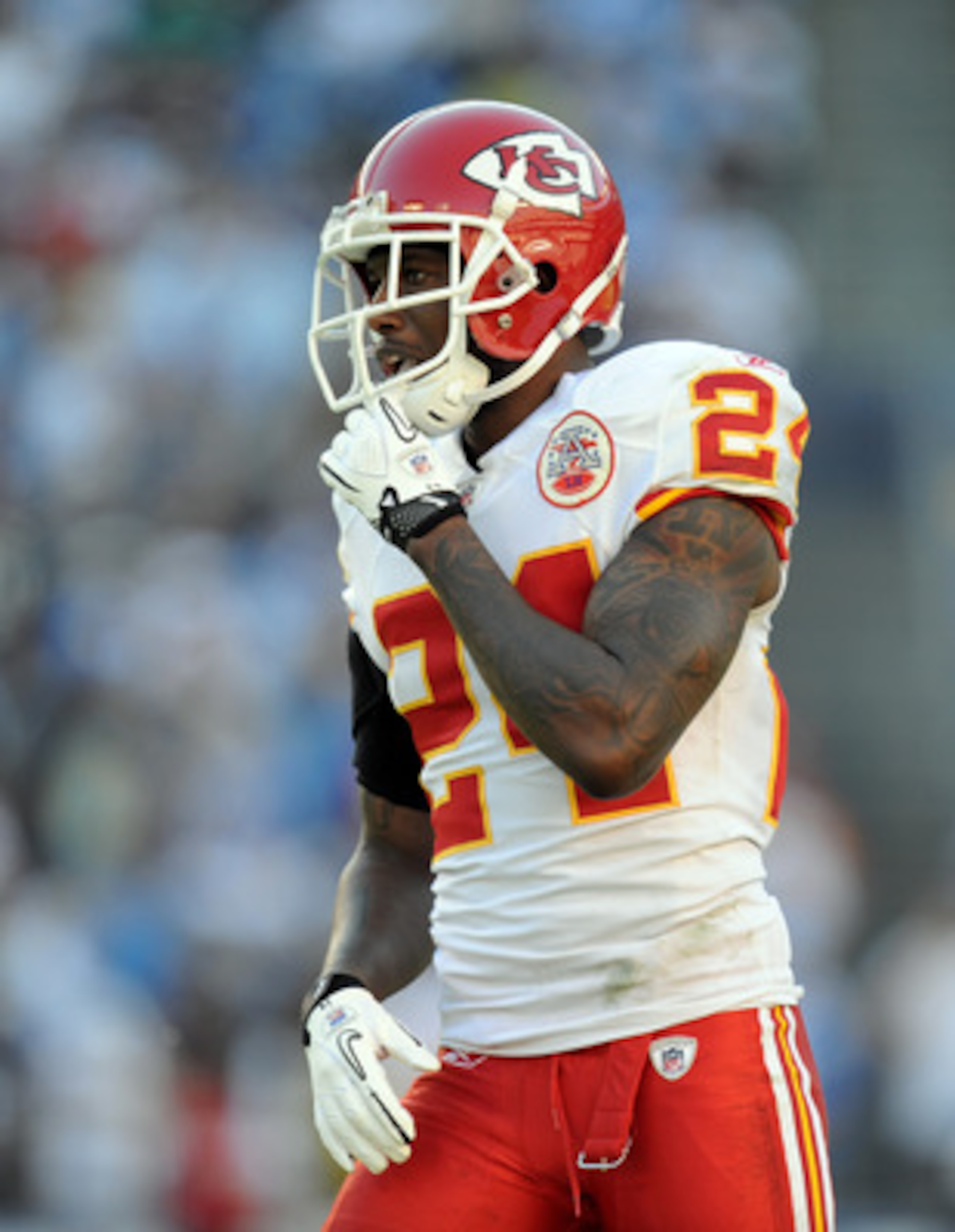 SAN DIEGO, CA - DECEMBER 12:  Brandon Flowers #24 of the Kansas City Chiefs at the line of scrimmage against the San Diego Chargers at Qualcomm Stadium on December 12, 2010 in San Diego, California.  (Photo by Harry How/Getty Images)