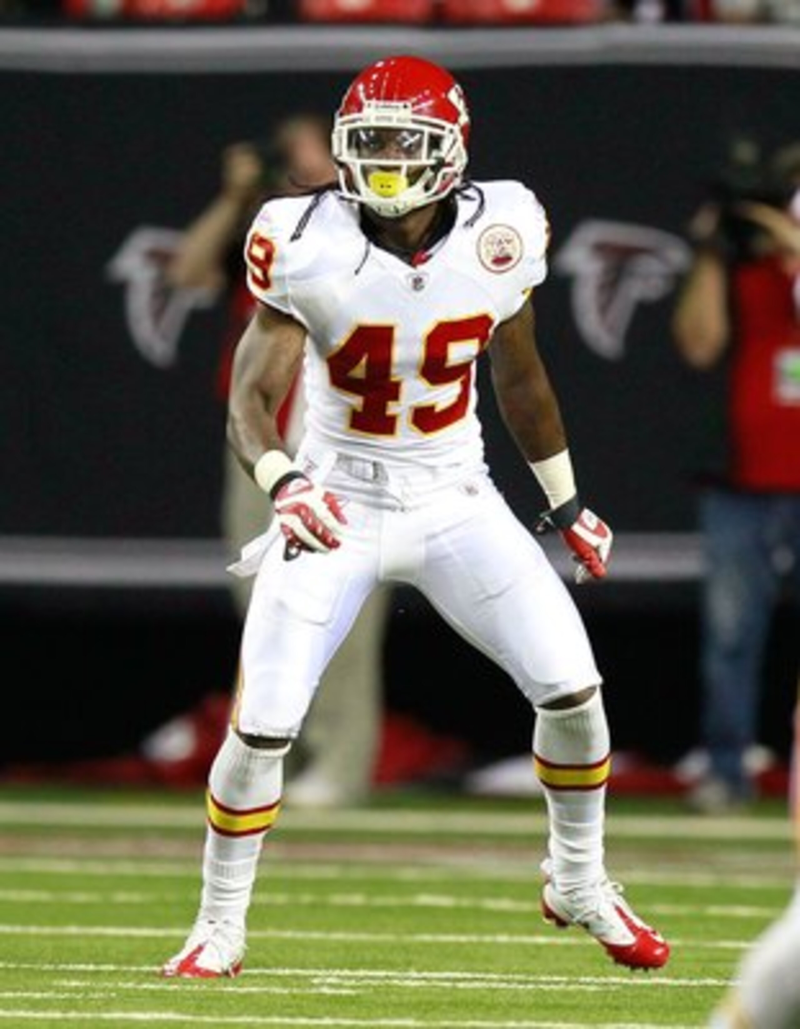 ATLANTA - AUGUST 13:  Kendrick Lewis #49 of the Kansas City Chiefs against the Atlanta Falcons at Georgia Dome on August 13, 2010 in Atlanta, Georgia.  (Photo by Kevin C. Cox/Getty Images)