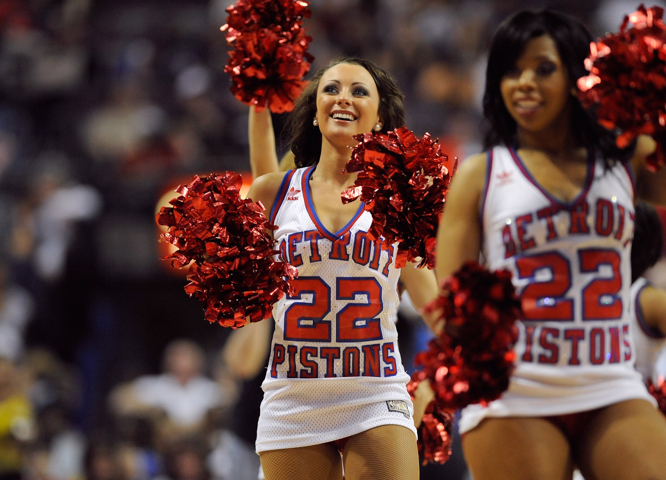 AUBURN HILLS, MI - APRIL 26:  The Detroit Pistons dance team, Automotion, perform during a break in Game Four of the Eastern Conference Quarterfinals against the Cleveland Cavaliers during the 2009 NBA Playoffs at the Palace of Auburn Hills on April 26, 2