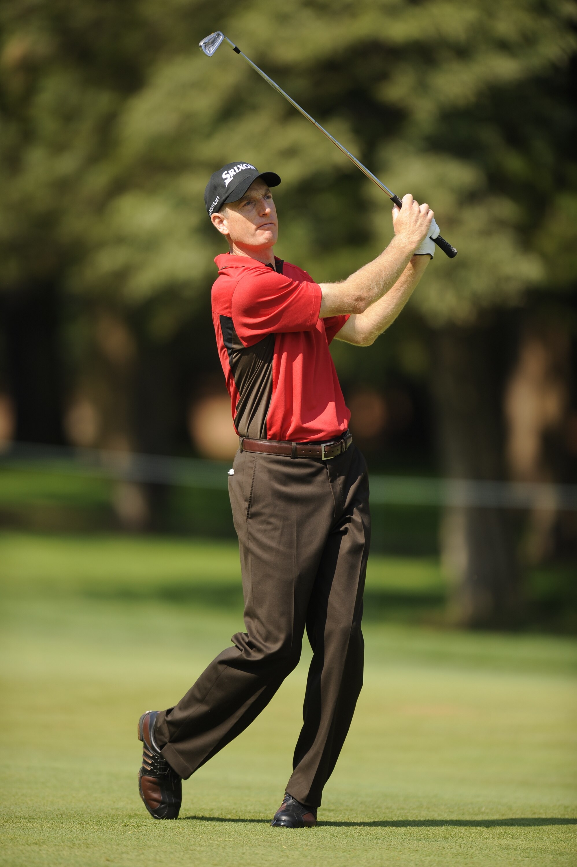 BETHESDA, MD - JULY 02:  Jim Furyk hits his second shot on the 17th hole during the first round of the AT&T National at the Congressional Country Club on July 2, 2009 in Bethesda, Maryland  (Photo by Mitchell Layton/Getty Images)