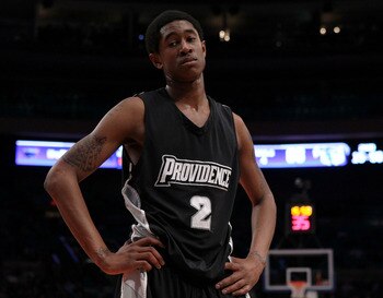 NEW YORK - MARCH 09: Marshon Brooks #2 of the Providence Friars looks on after a play against the Seton Hall Pirates during the first round game of the Big East Basketball Tournament at Madison Square Garden on March 9, 2010 in New York, New York.  (Photo