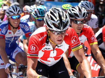 ADELAIDE, AUSTRALIA - JANUARY 22:  Lance Armstrong of the USA and Team Radio Shack competes during Stage Five of the 2011 Tour Down Under on January 22, 2011 in Adelaide, Australia.  (Photo by Morne de Klerk/Getty Images)
