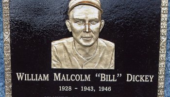 NEW YORK - MAY 02:  The plaque of Bill Dickey is seen in Monument Park at Yankee Stadium prior to the game between the New York Yankees and the Chicago White Sox on May 2, 2010 in the Bronx borough of New York City. The Yankees defeated the White Sox 12-3