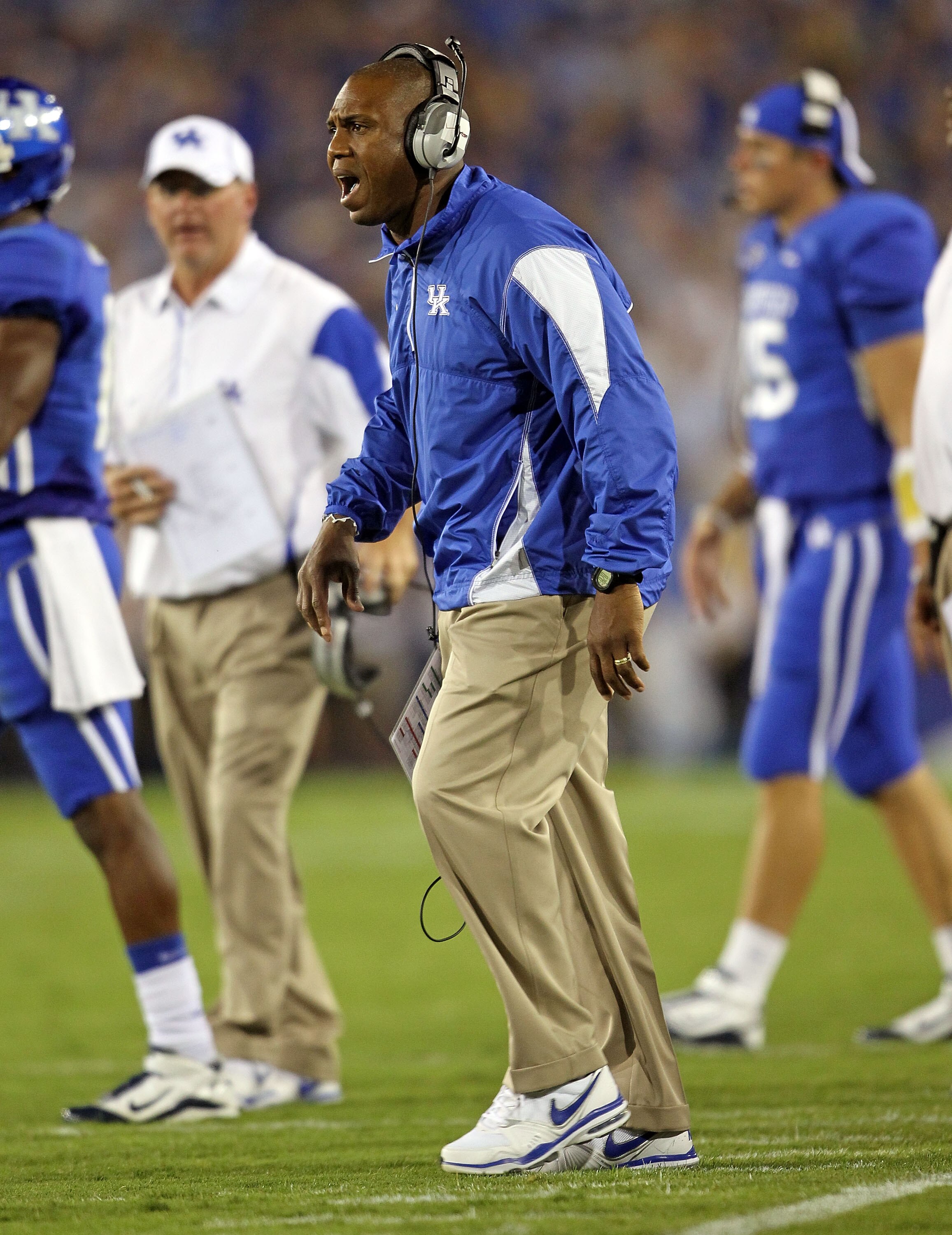 LEXINGTON, KY - SEPTEMBER 18: Joker Phillips the Head Coach of the Kentucky Wildcats during the game against the Akron Zips at Commonwealth Stadium on September 18, 2010 in Lexington, Kentucky.  (Photo by Andy Lyons/Getty Images)