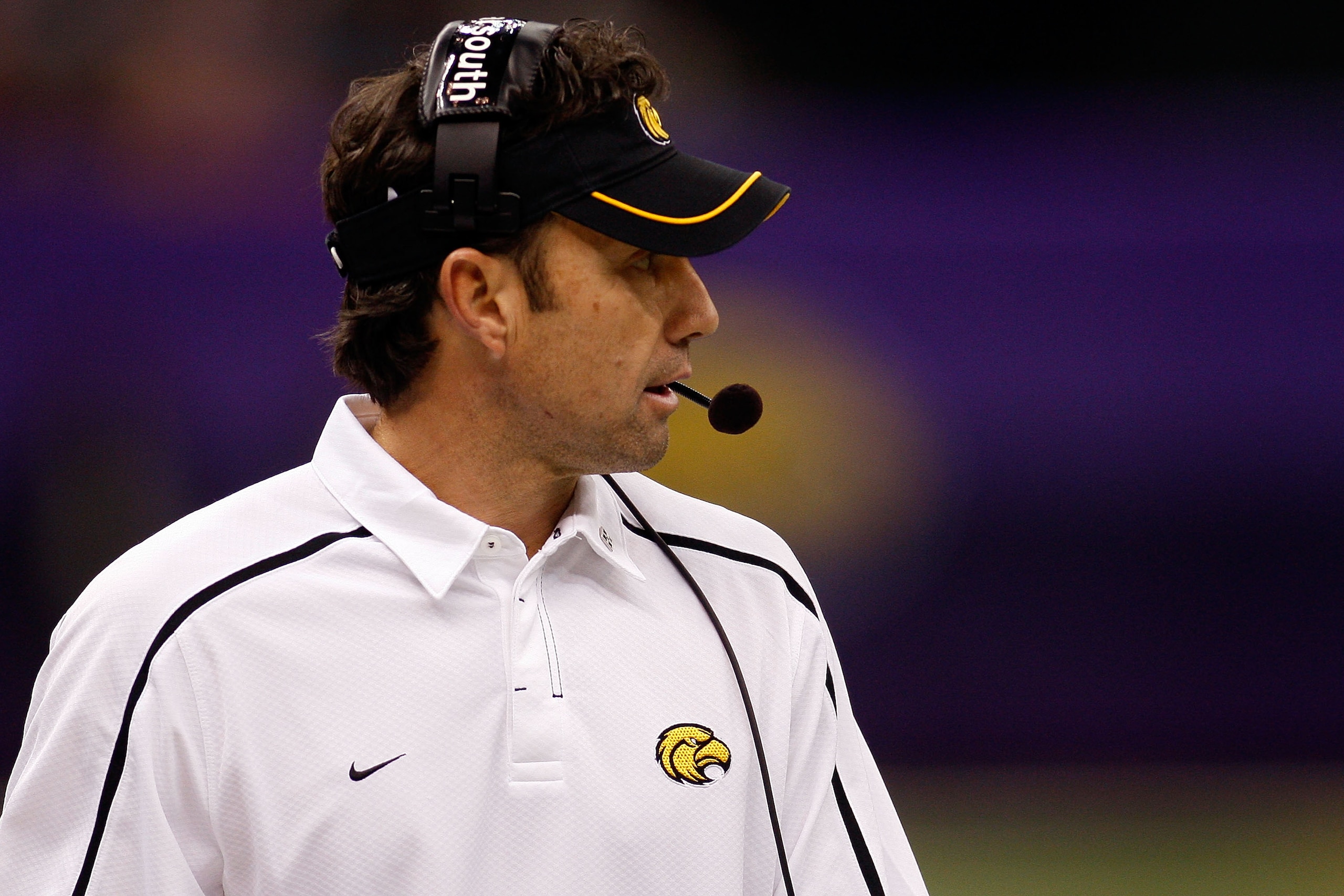 NEW ORLEANS - DECEMBER 20:  Head coach Larry Fedora of the Southern Miss Golden Eagles watches a play during the game against the Middle Tennessee Blue Raiders during the R+L Carriers New Orleans Bowl at the Louisiana Superdome on December 20, 2009 in New