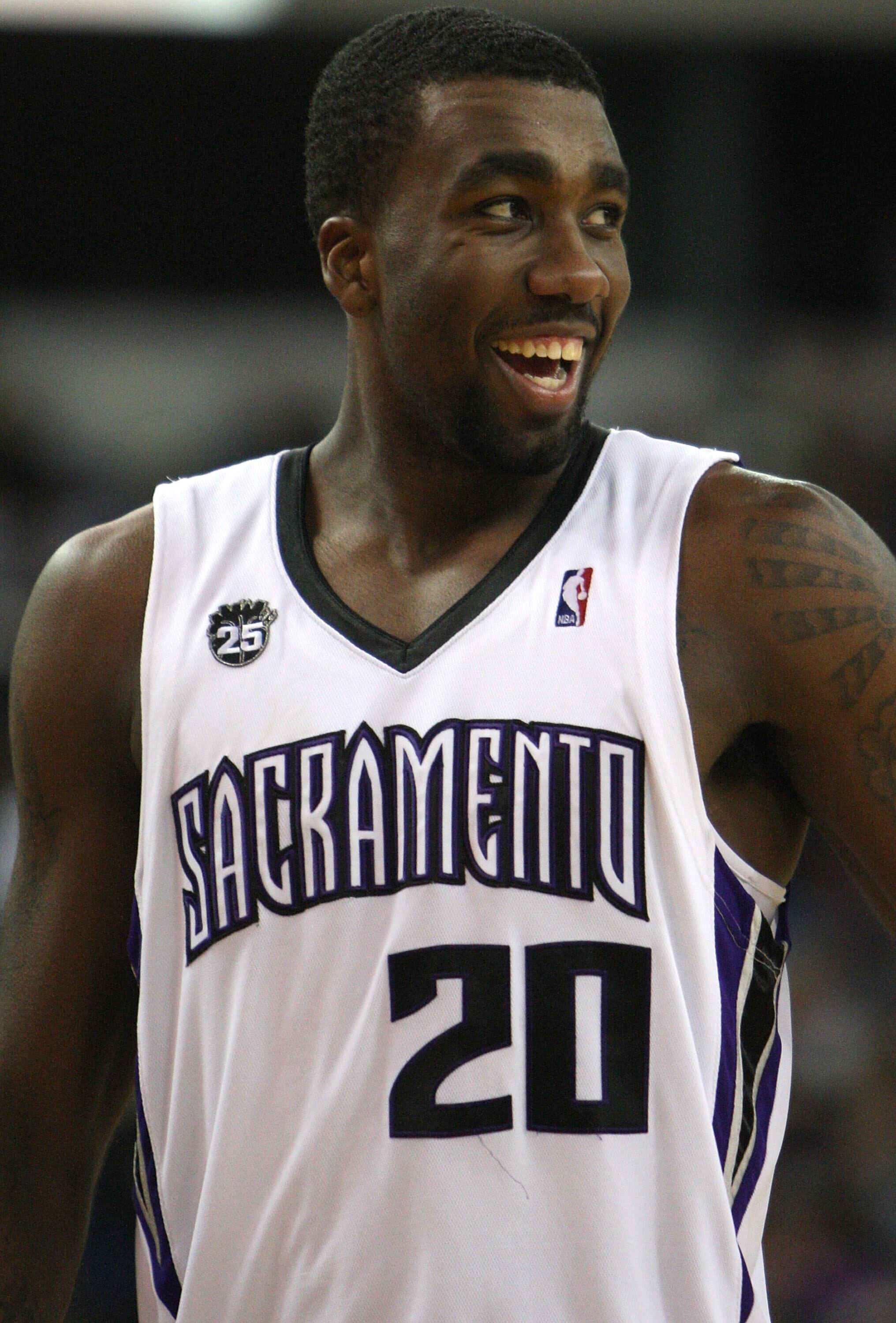 SACRAMENTO, CA - NOVEMBER 25:  Donte Greene #20 of the Sacramento Kings looks on against the New York Knicks on November 25, 2009 at ARCO Arena in Sacramento, California. NOTE TO USER: User expressly acknowledges and agrees that, by downloading and/or usi