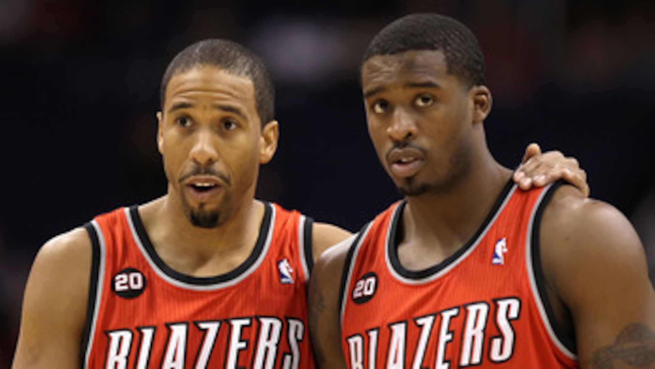 PHOENIX - DECEMBER 10: Andre Miller #24 and Wesley Matthews #2 of the Portland Trail Blazers talk during a break from the NBA game against the Phoenix Suns at US Airways Center on December 10, 2010 in Phoenix, Arizona. NOTE TO USER: User expressly acknow PHOENIX - DECEMBER 10: Andre Miller #24 and Wesley Matthews #2 of the Portland Trail Blazers talk during a break from the NBA game against the Phoenix Suns at US Airways Center on December 10, 2010 in Phoenix, Arizona. NOTE TO USER: User expressly acknow