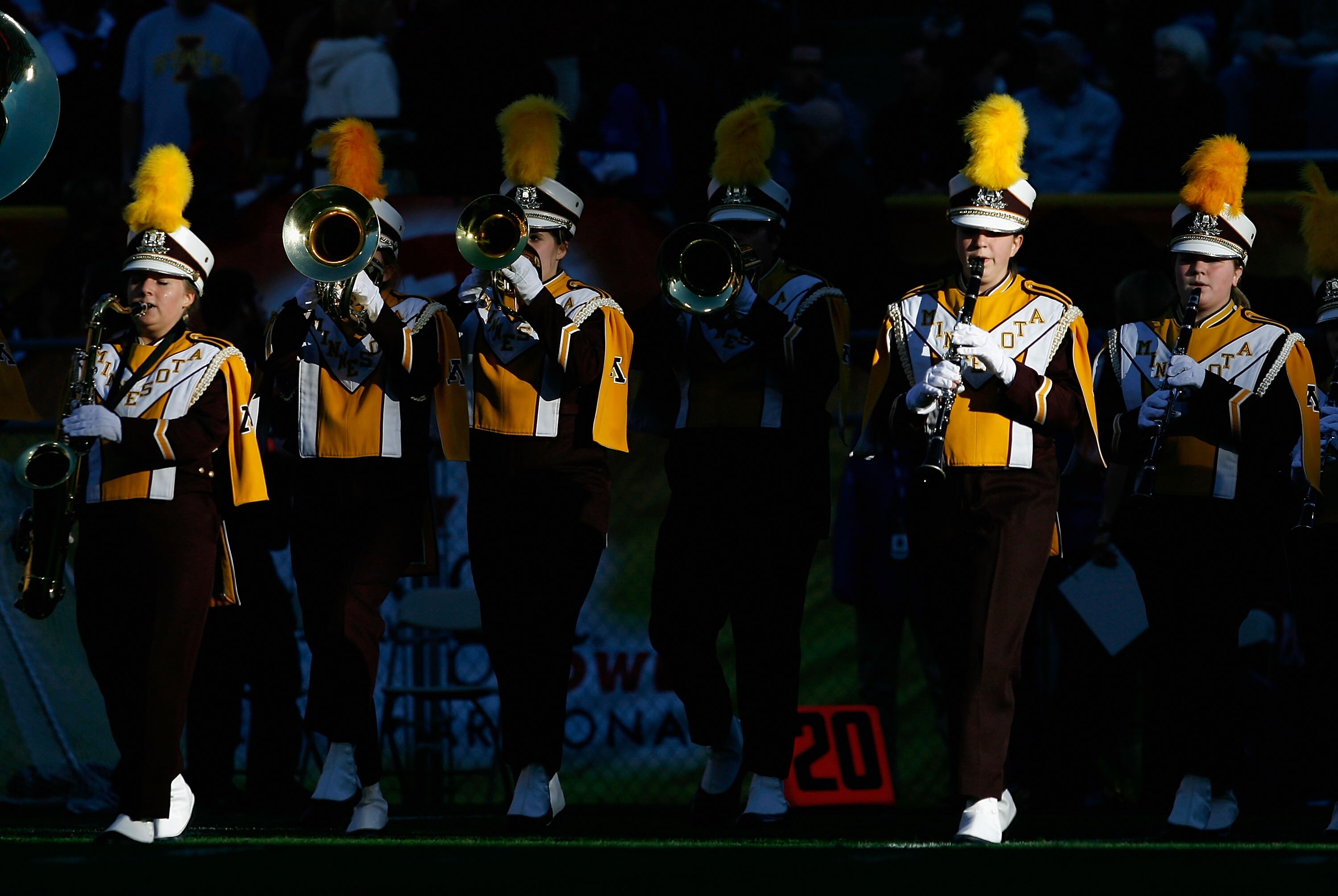 TEMPE, AZ - DECEMBER 31:  The Minnesota Golden Gophers marching band performs before the Insight Bowl against the Iowa State Cyclones at Arizona Stadium on December 31, 2009 in Tempe, Arizona.  The Cyclones defeated the Golden Gophers 14-13.  (Photo by Ch
