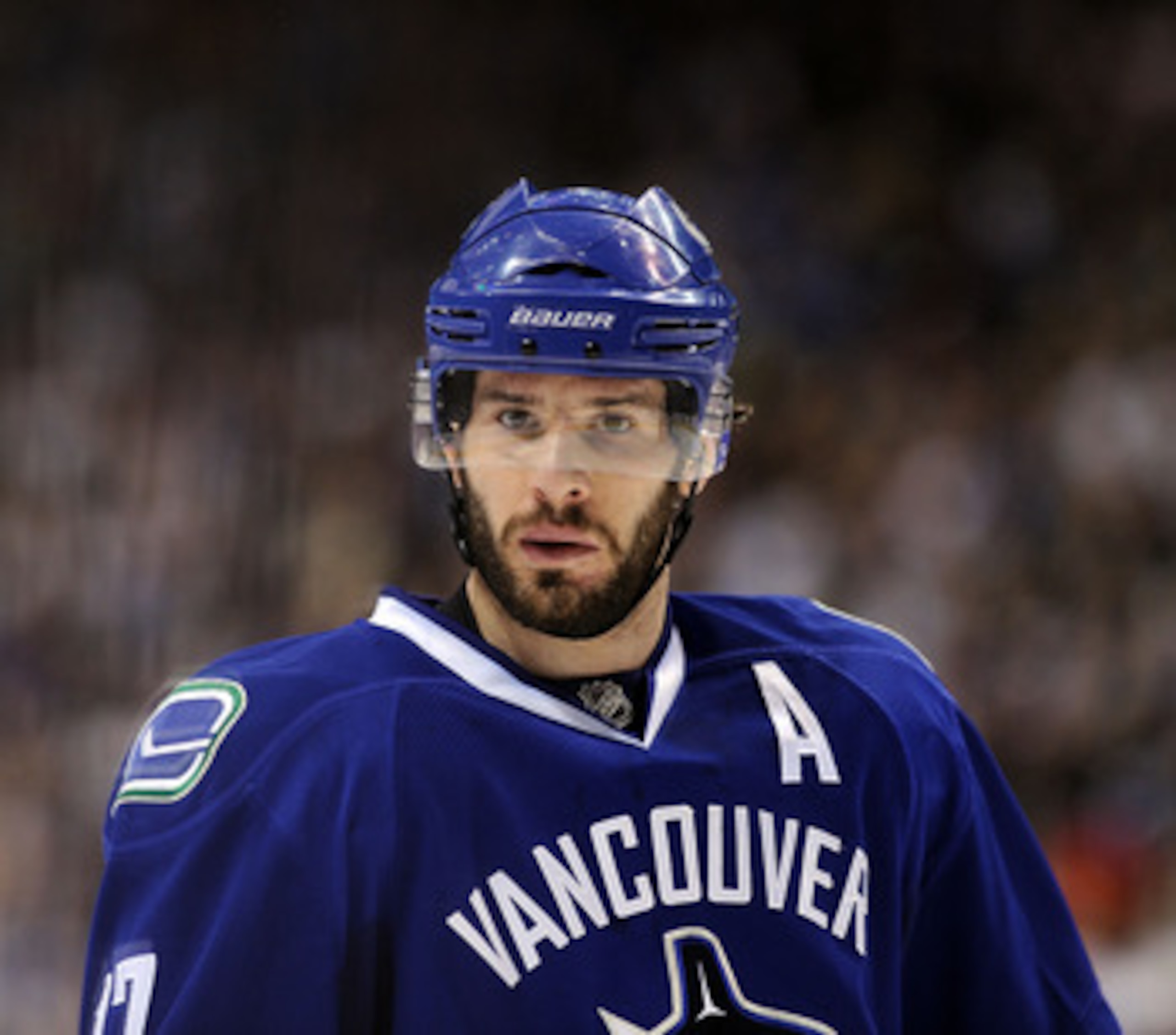 VANCOUVER, CANADA - MAY 18:  Ryan Kesler #17 of the Vancouver Canucks looks on during a break in Game Two of the Western Conference Finals against the San Jose Sharks during the 2011 Stanley Cup Playoffs at Rogers Arena on May 18, 2011 in Vancouver, Briti