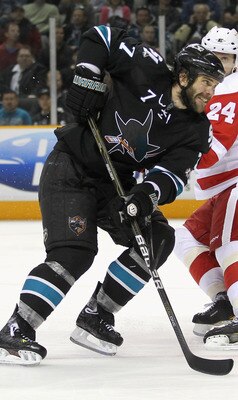SAN JOSE, CA - APRIL 29:  Niclas Wallin #7 of the San Jose Sharks in action against the Detroit Red Wings in Game One of the Western Conference Semifinals during the 2011 NHL Stanley Cup Playoffs at HP Pavilion on April 29, 2011 in San Jose, California.  