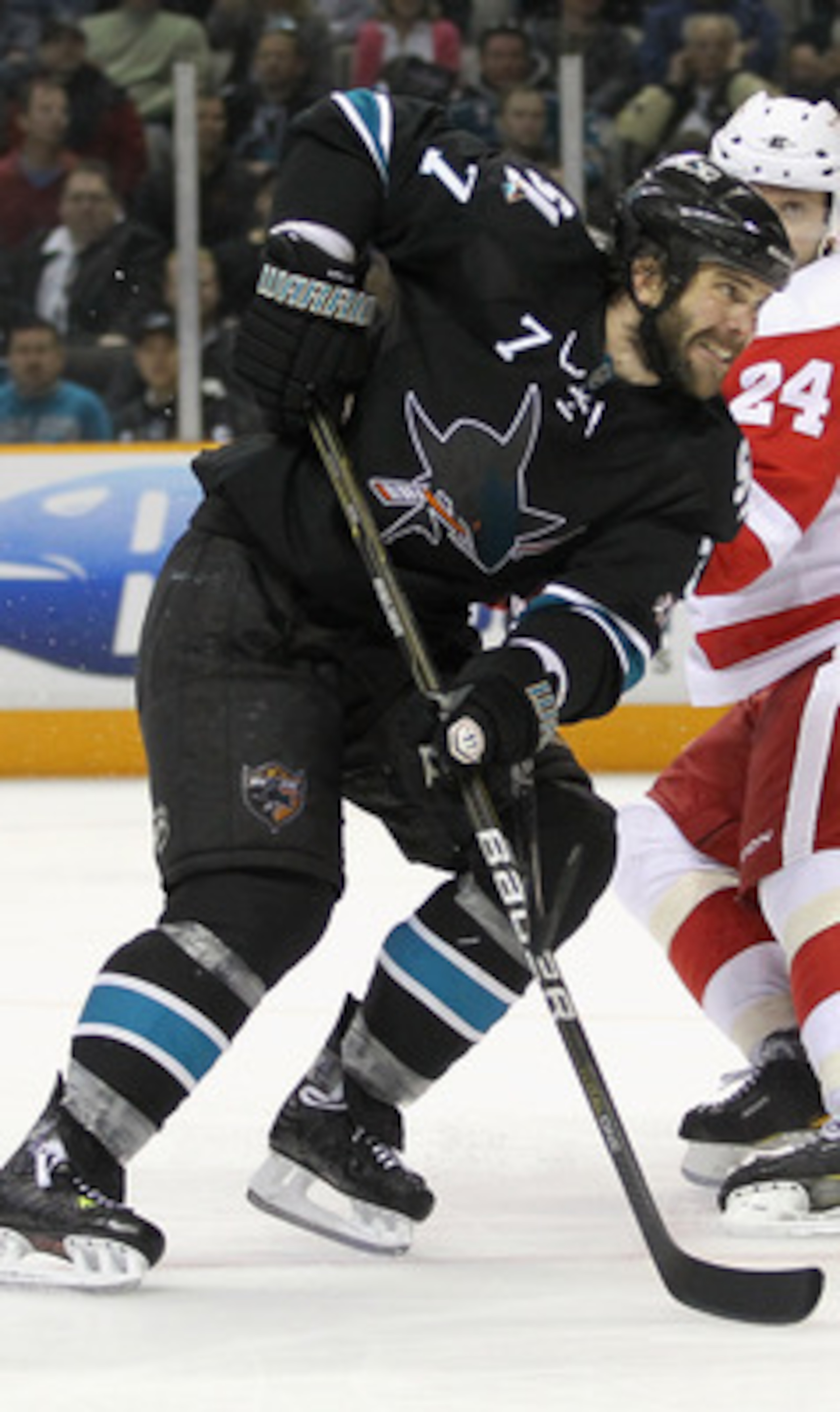 SAN JOSE, CA - APRIL 29:  Niclas Wallin #7 of the San Jose Sharks in action against the Detroit Red Wings in Game One of the Western Conference Semifinals during the 2011 NHL Stanley Cup Playoffs at HP Pavilion on April 29, 2011 in San Jose, California.  