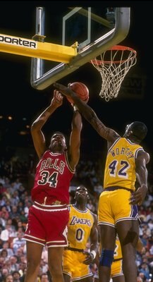Forward Stacey King of the Chicago Bulls (left).