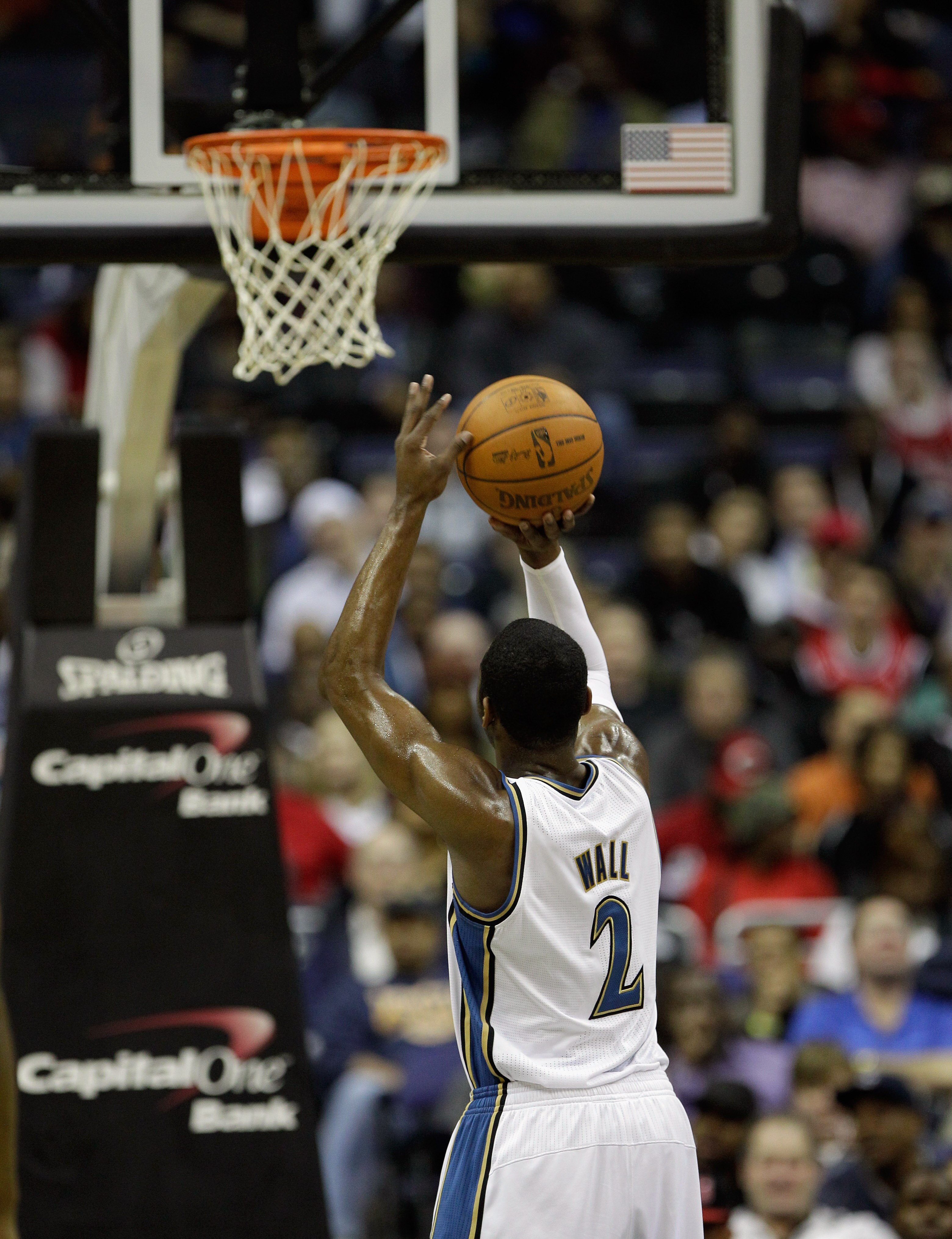 WASHINGTON, DC - FEBRUARY 28: John Wall #2 of the Washington Wizards shoots a free throw against the Chicago Bulls at the Verizon Center in Washington on February 28, 2011 in Washington, DC. NOTE TO USER: User expressly acknowledges and agrees that, by do