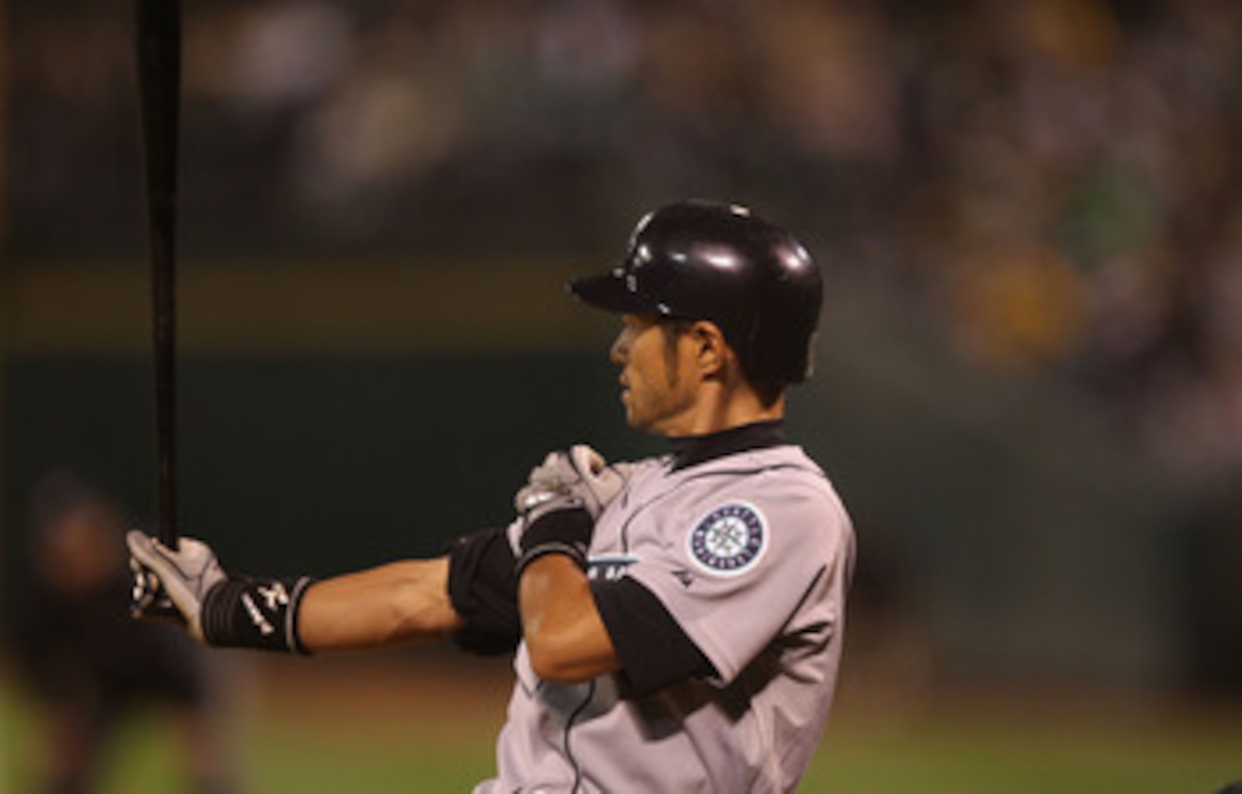 OAKLAND, CA - APRIL 01:  Ichiro Suzuki #51 of the Seattle Mariners bats against the Oakland Athletics during an opening day game of Major League Baseball at the Oakland-Alameda County Coliseum on April 1, 2011 in Oakland, California.  (Photo by Jed Jacobs
