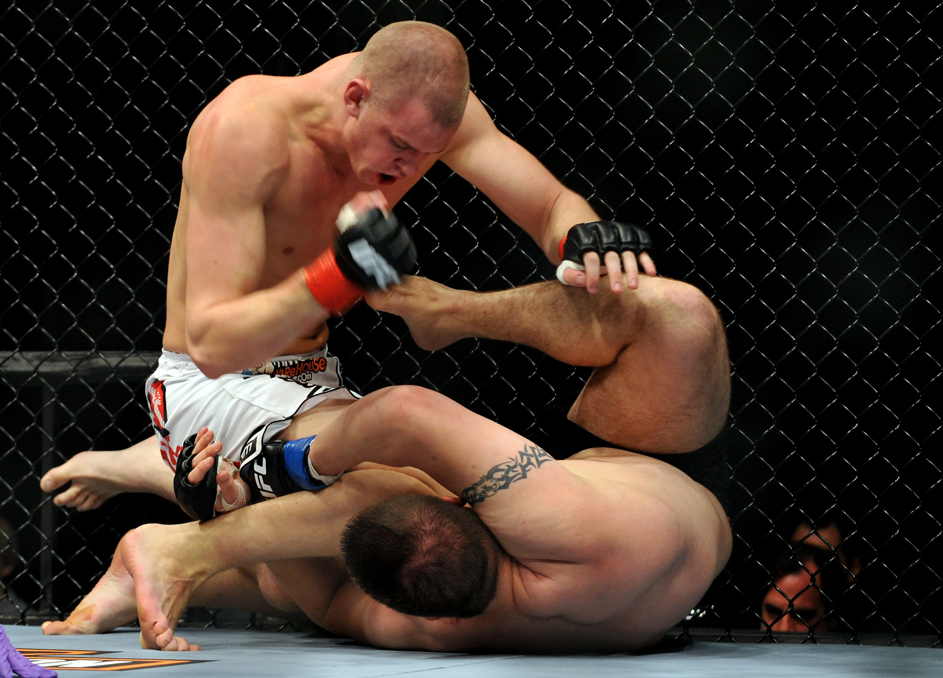 LOS ANGELES, CA - OCTOBER 24:  UFC fighter Chase Gormley (R) battles with UFC fighter Stefan Struve (L) during their Heavyweight bout at UFC 104: Machida vs. Shogun at Staples Center on October 24, 2009 in Los Angeles, California.  (Photo by Jon Kopaloff/