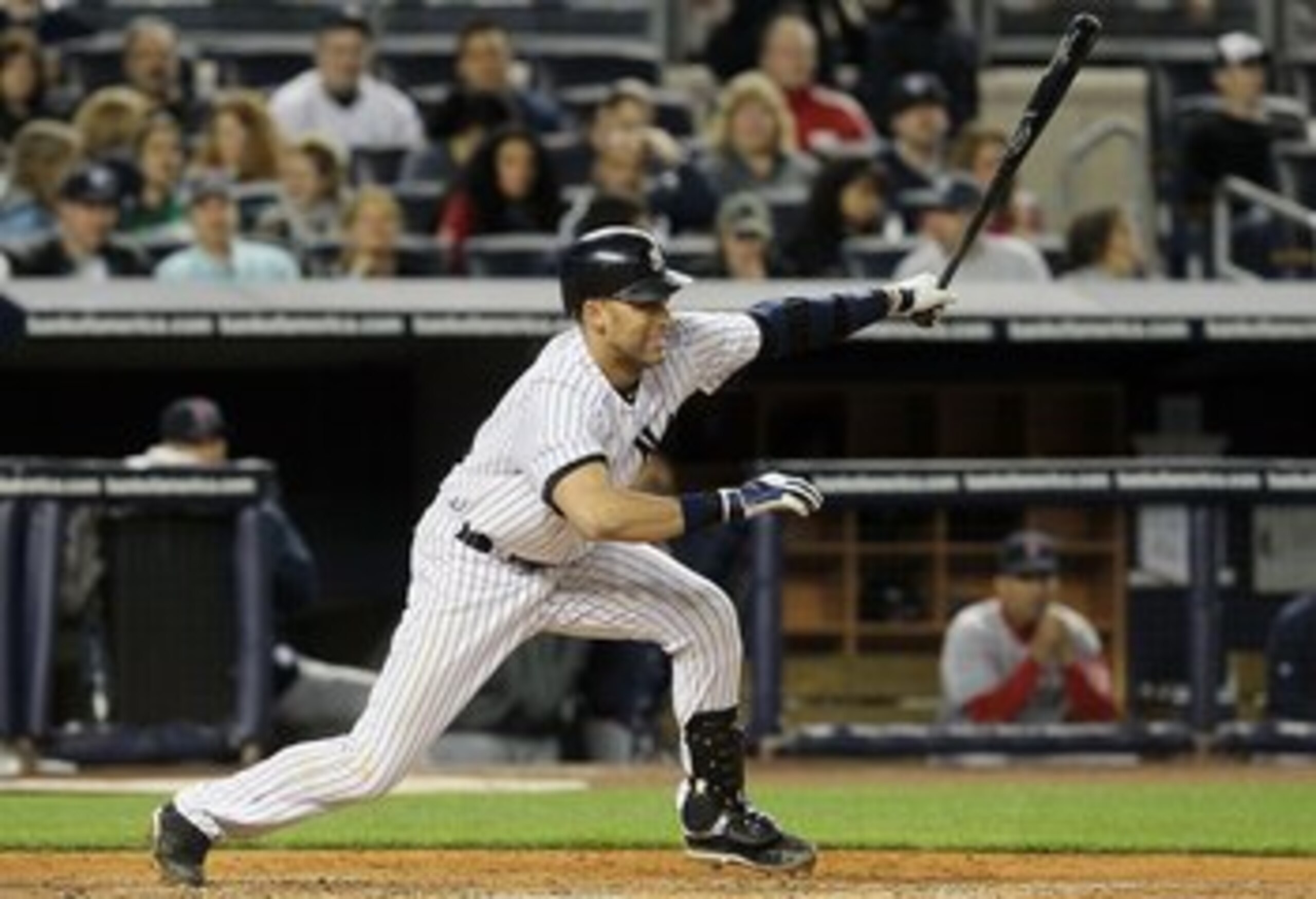 NEW YORK, NY - MAY 14:  Derek Jeter #2 of the New York Yankees bats against the Boston Red Sox on May 14, 2011 at Yankee Stadium in the Bronx borough of New York City.  (Photo by Jim McIsaac/Getty Images)